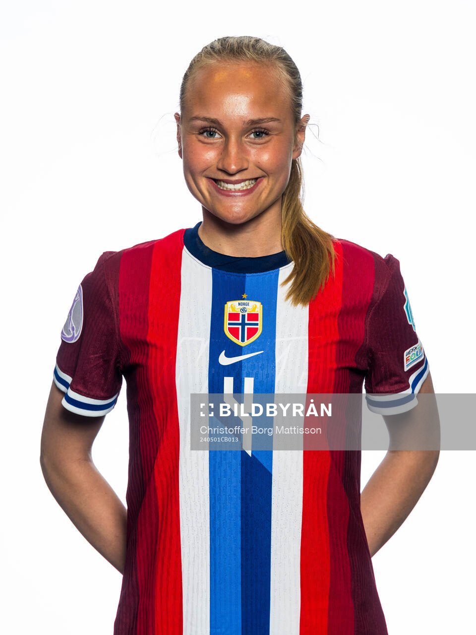 Josefine Lefdal of the Norwegian U17 national football team poses for a portrait on May 1, 2024 in Malmö. 