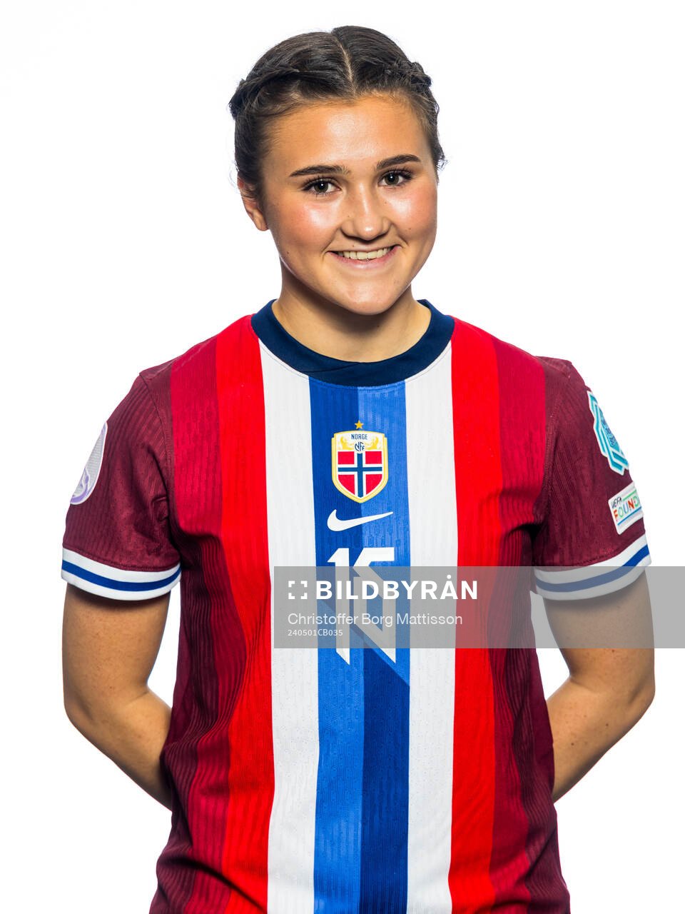 Selma Jordfald of the Norwegian U17 national football team poses for a portrait on May 1, 2024 in Malmö. 