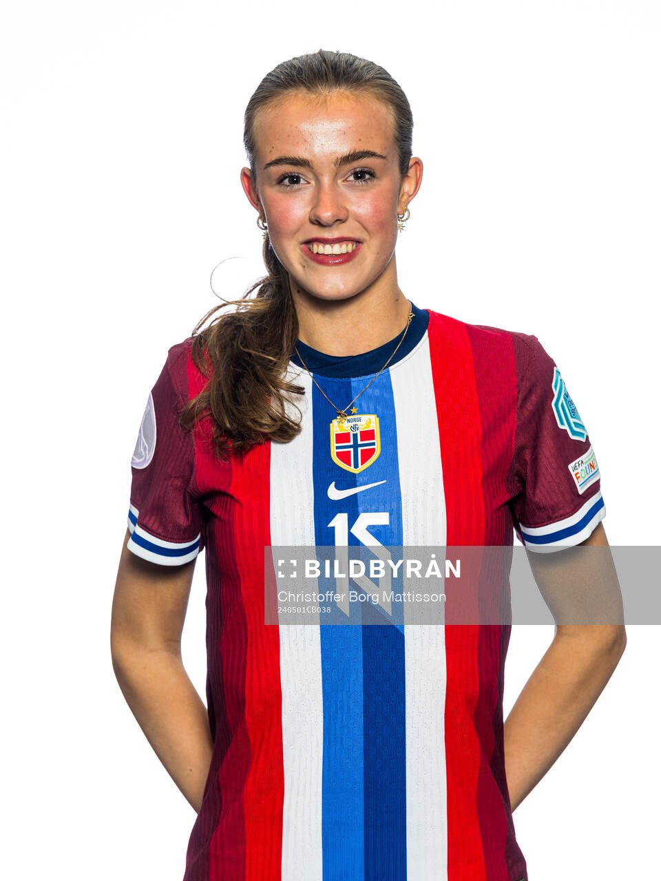 Elle Ulstein of the Norwegian U17 national football team poses for a portrait on May 1, 2024 in Malmö. 