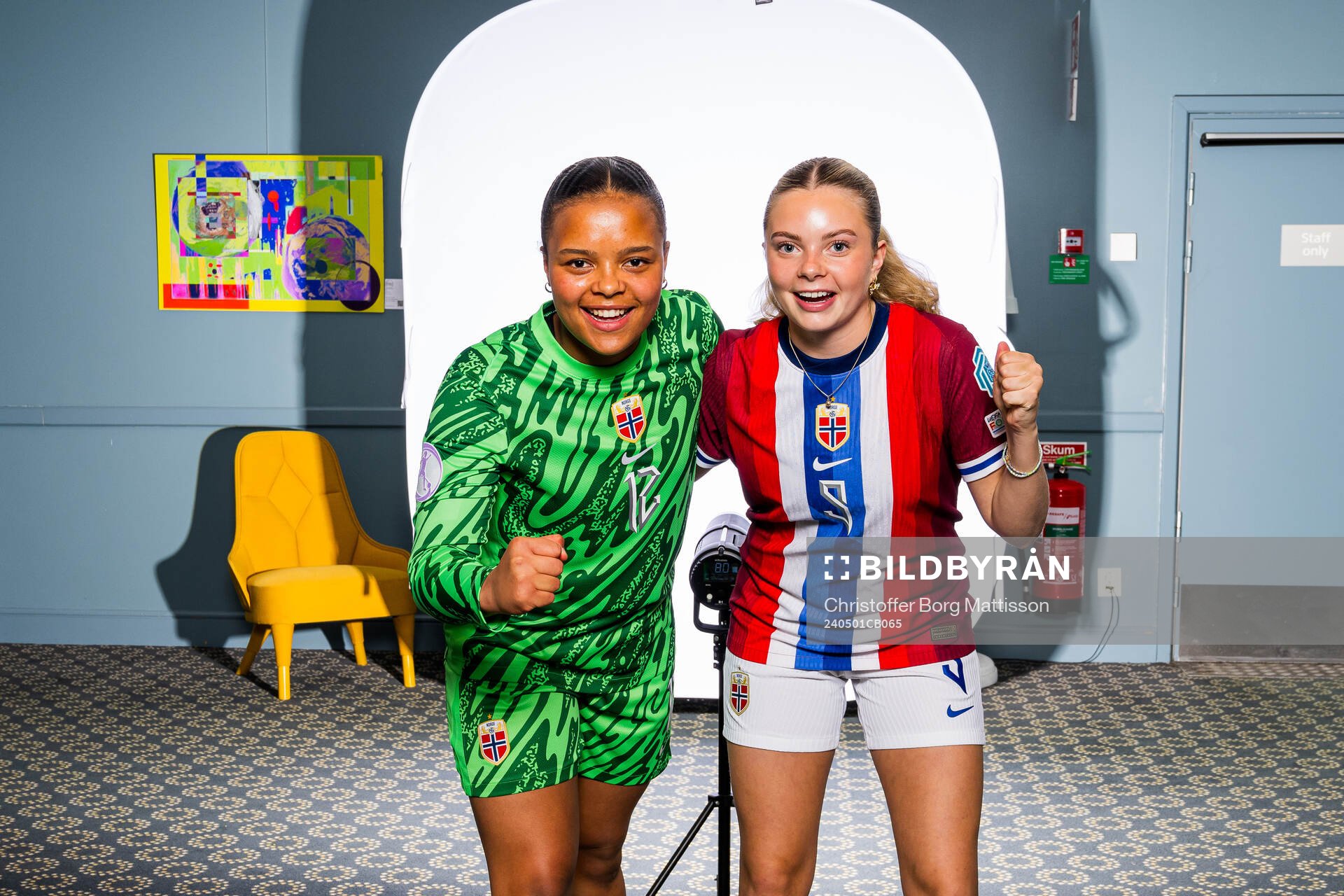 Goalkeeper Maria Kroken and Christina Herseth of the