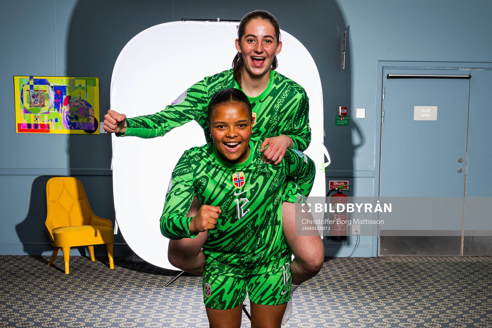 Goalkeeper Maria Kroken and goalkeeper Hanna Krog of the