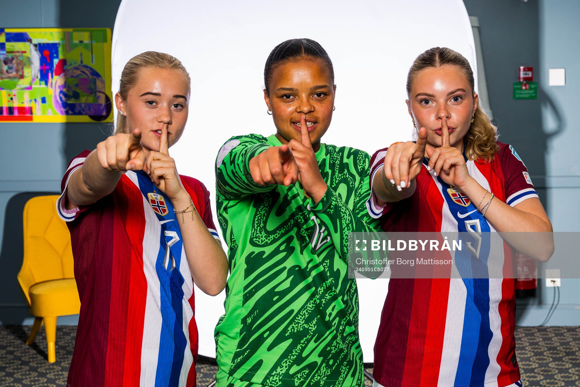 Tomine Enger, goalkeeper Maria Kroken and Christina Herseth