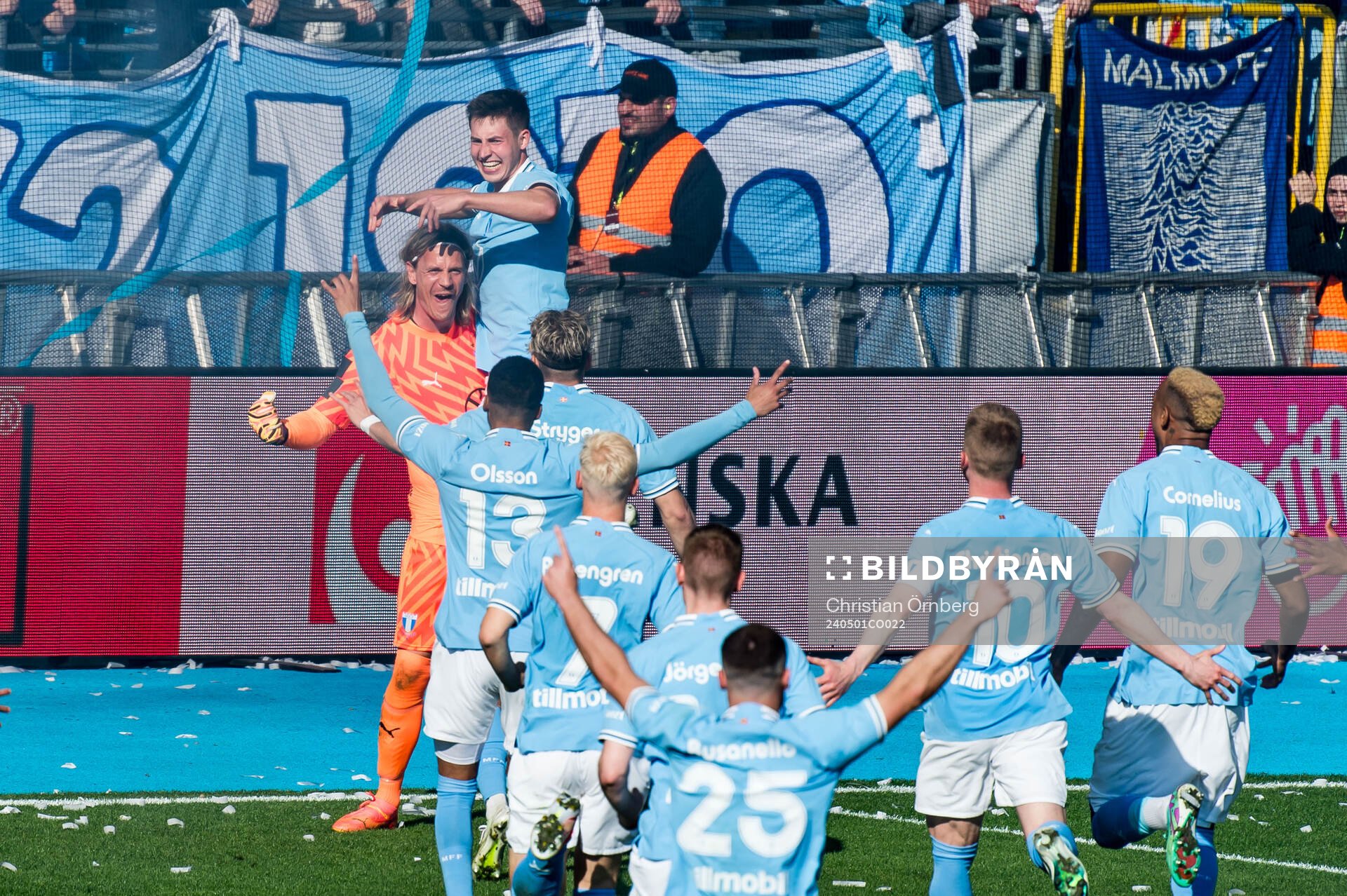 Malmö FFs målvakt Johan Dahlin och Lasse Berg Johnsen