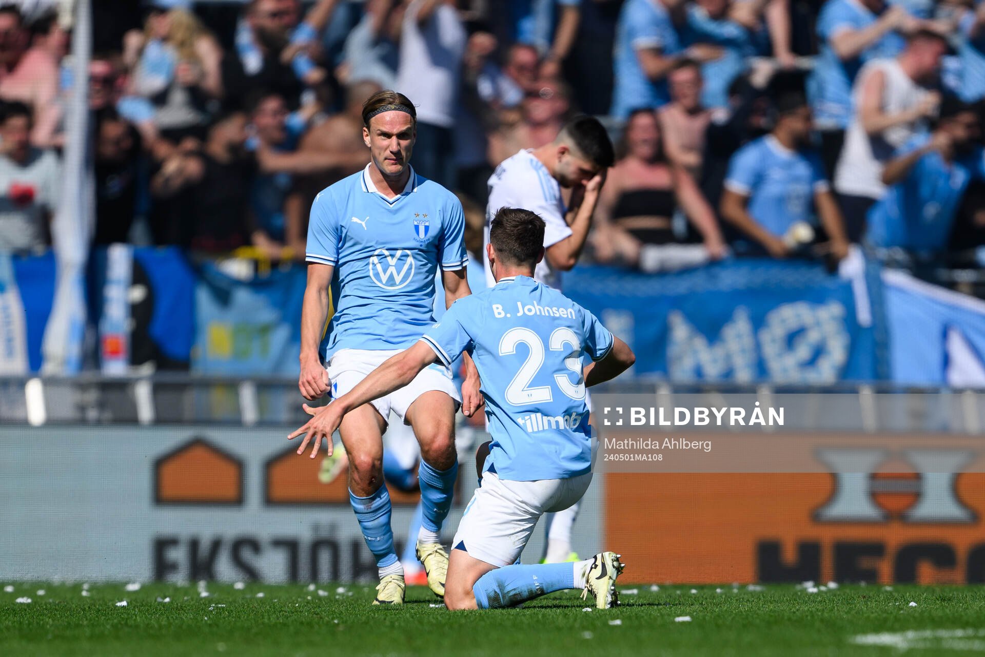 Malmö FFs Erik Botheim och Lasse Berg Johnsen jublar