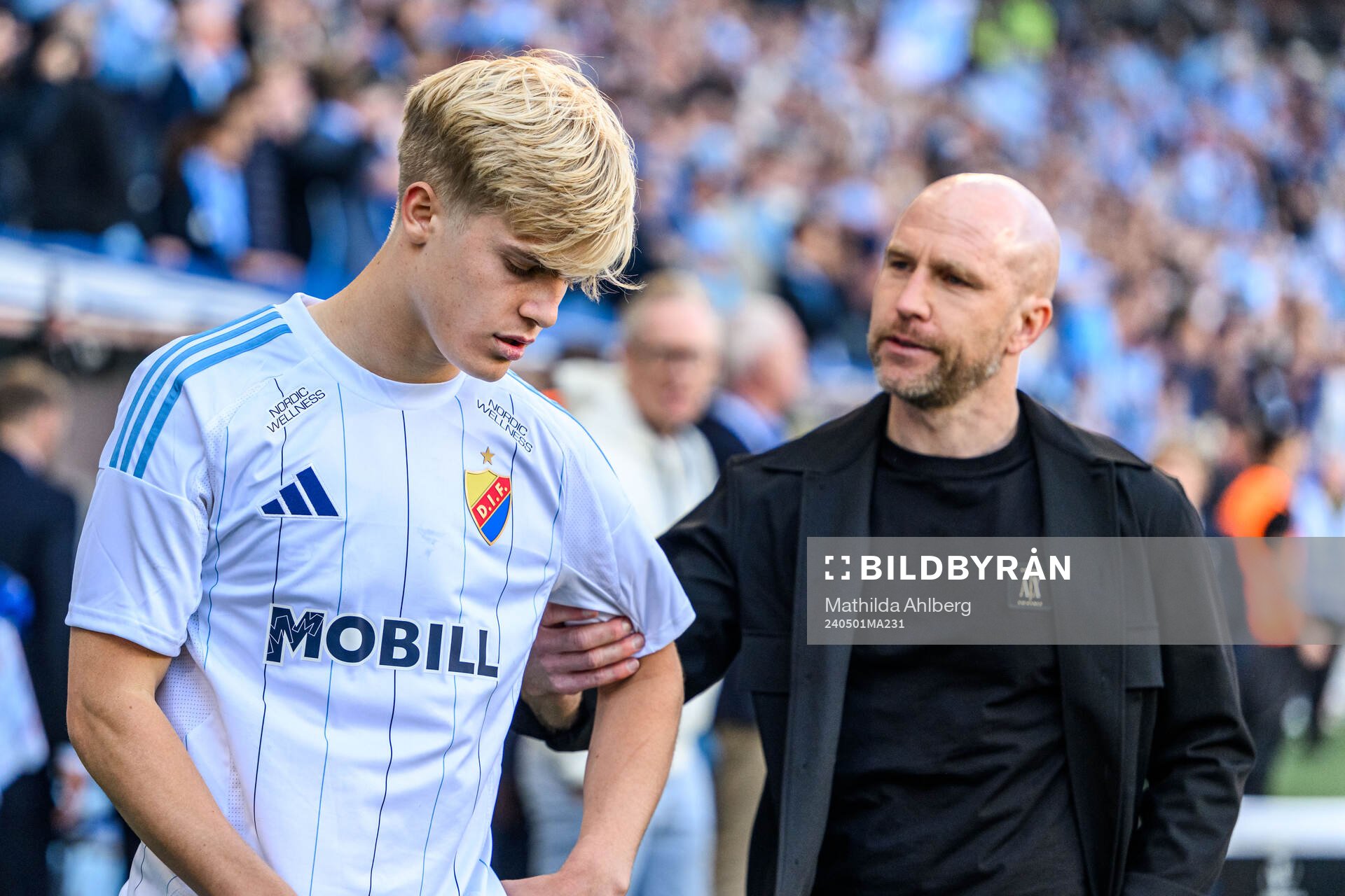 Djurgårdens Lucas Bergvall och Malmö FFs tränare Henrik