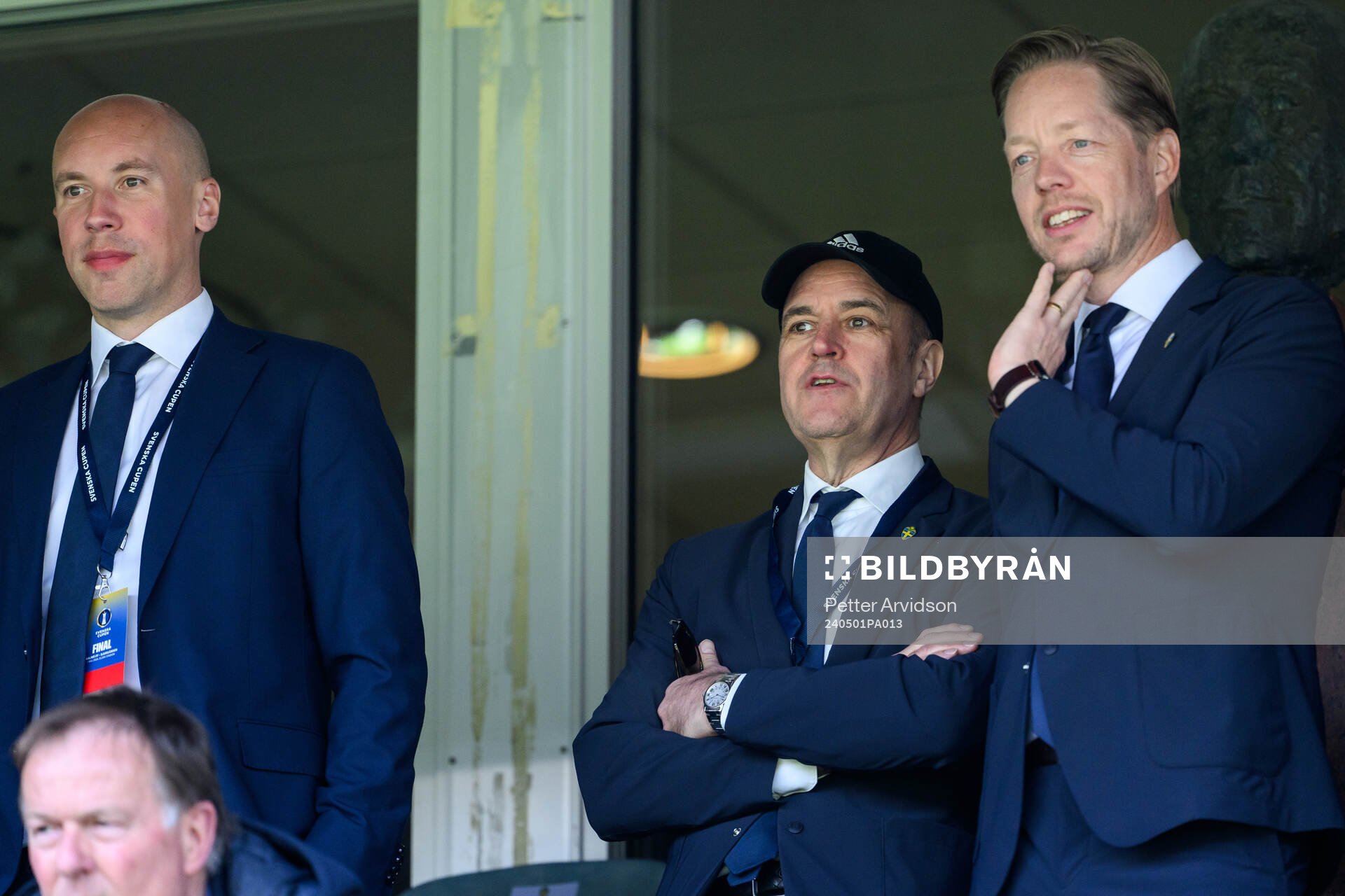 Svenska Fotbollförbundets ordförande Fredrik Reinfeldt under finalen i Svenska Cupen mellan Malmö FF och Djurgården den 1 maj 2024 i Malmö.
