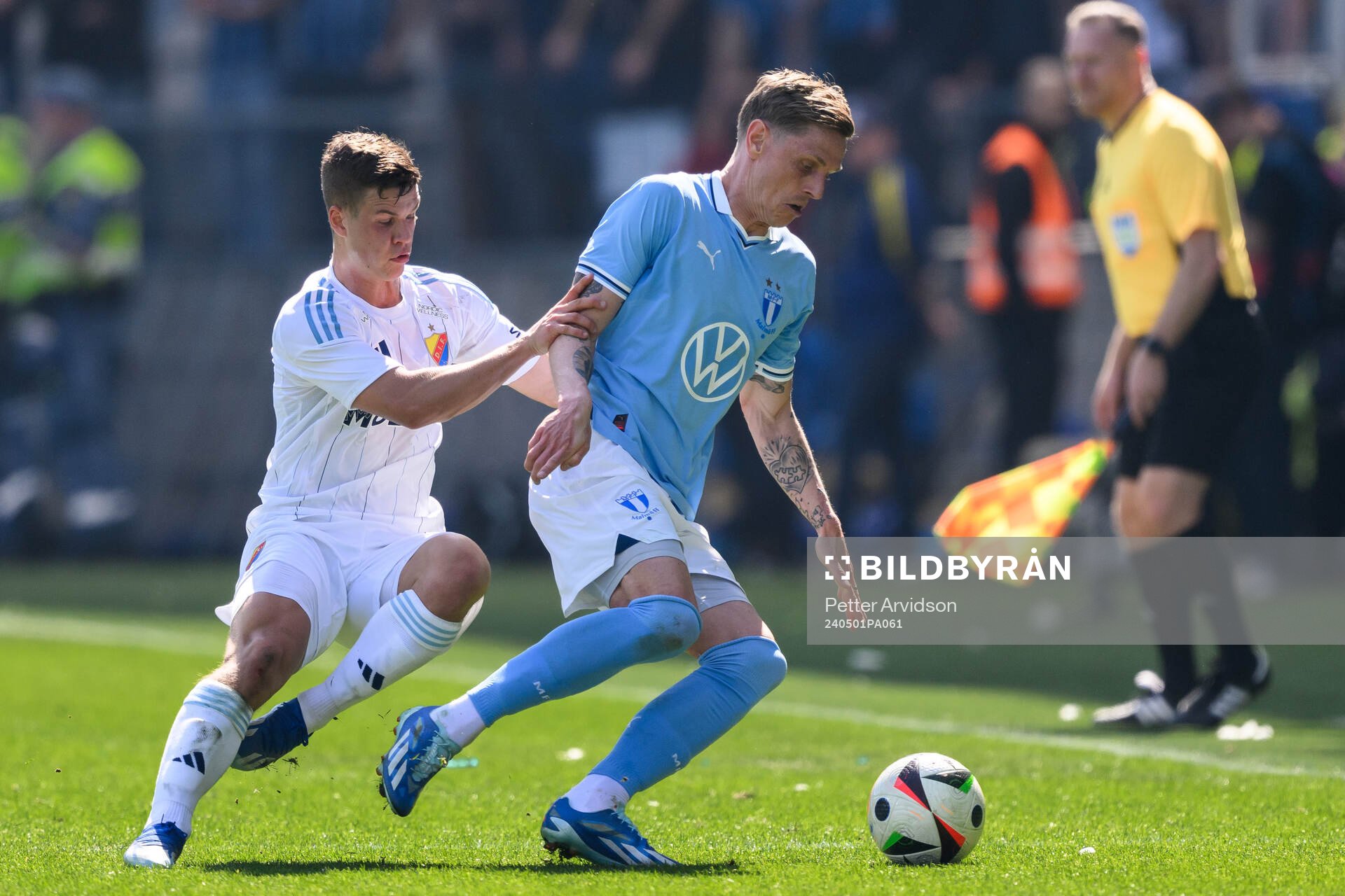 Djurgårdens Samuel Dahl och Malmö FFs Søren Rieks