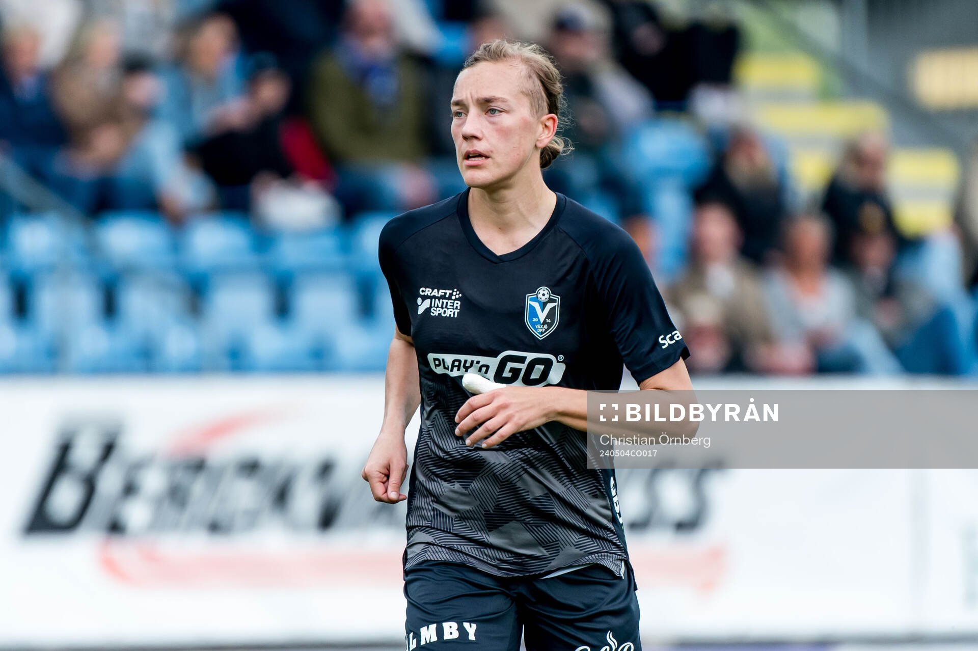 Växjö DFFs Jenny-Julia Danielsson under fotbollsmatchen i Damallsvenskan mellan Trelleborg och Växjö DFF den 4 maj 2024 i Trelleborg.