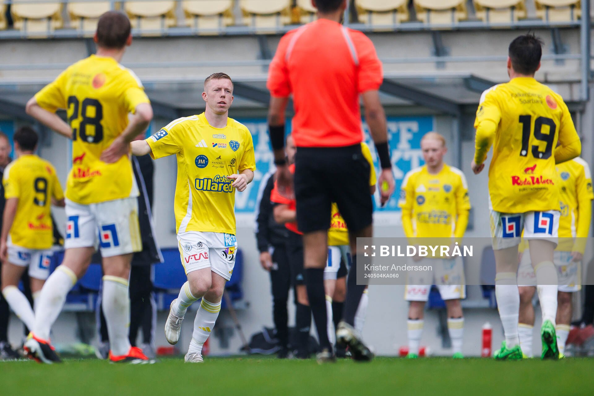 Falkenbergs Lucas Sibelius under fotbollsmatchen i Ettan södra mellan Falkenberg och Eskilsminne den 4 maj 2024 i Falkenberg.