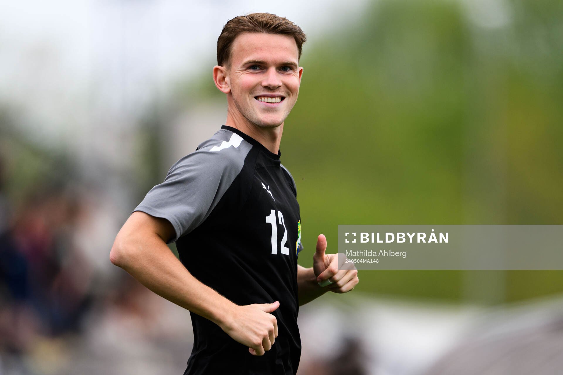 Ljungskiles Sam Wardrop under fotbollsmatchen i Division 1 Södra mellan Ängelholm och Ljungskile den 4 maj 2024 i Ängelholm. 