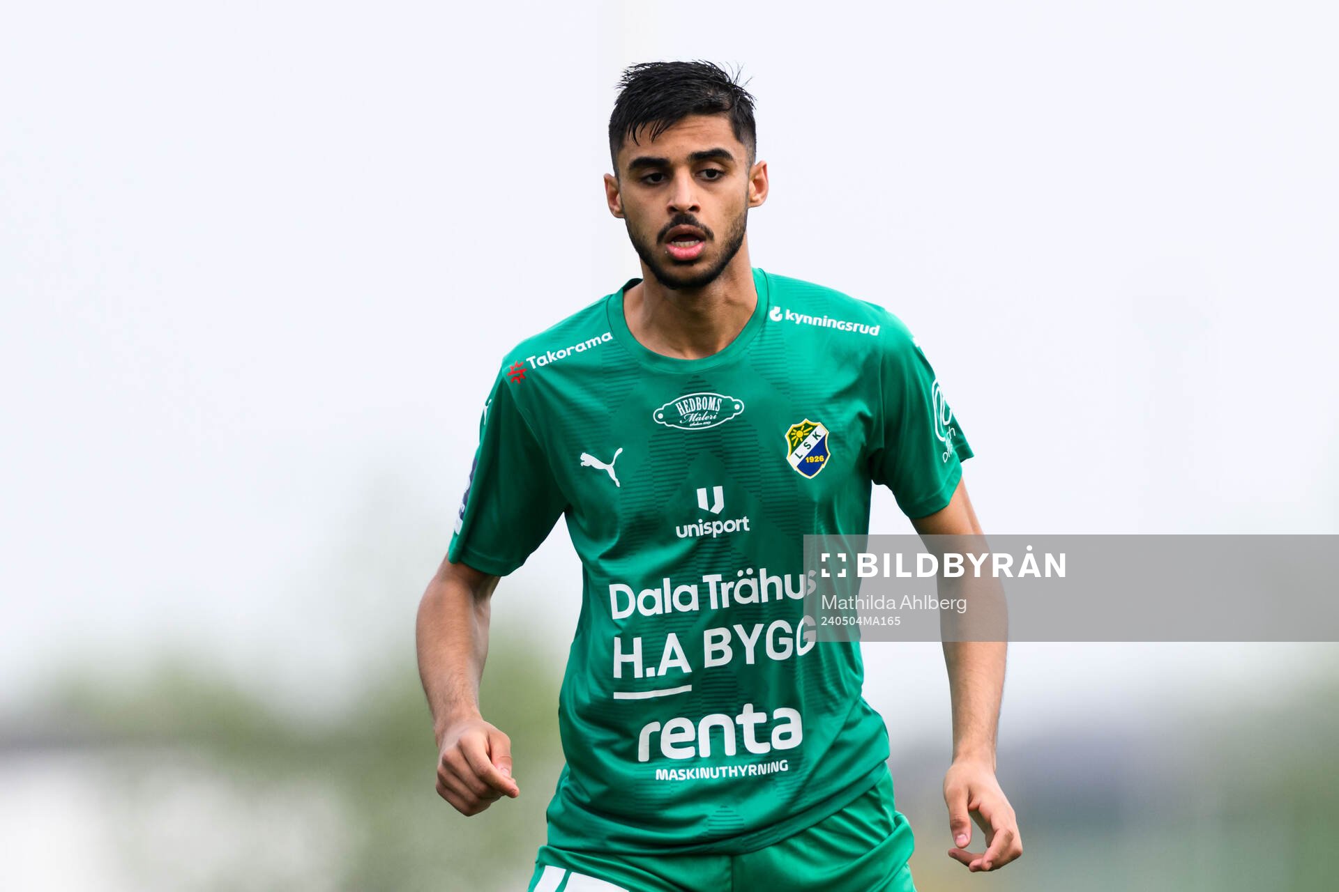 Ljungskiles Mustafa Omran Saleh under fotbollsmatchen i Division 1 Södra mellan Ängelholm och Ljungskile den 4 maj 2024 i Ängelholm.
