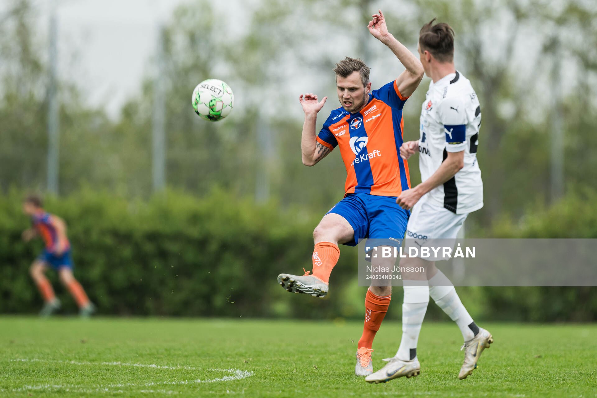 Vejbys Andreas Ljung under fotbollsmatchen i Division 3 Sydvästra Götaland mellan Vejby och Åstorp den 4 maj 2024 i Vejby. 
