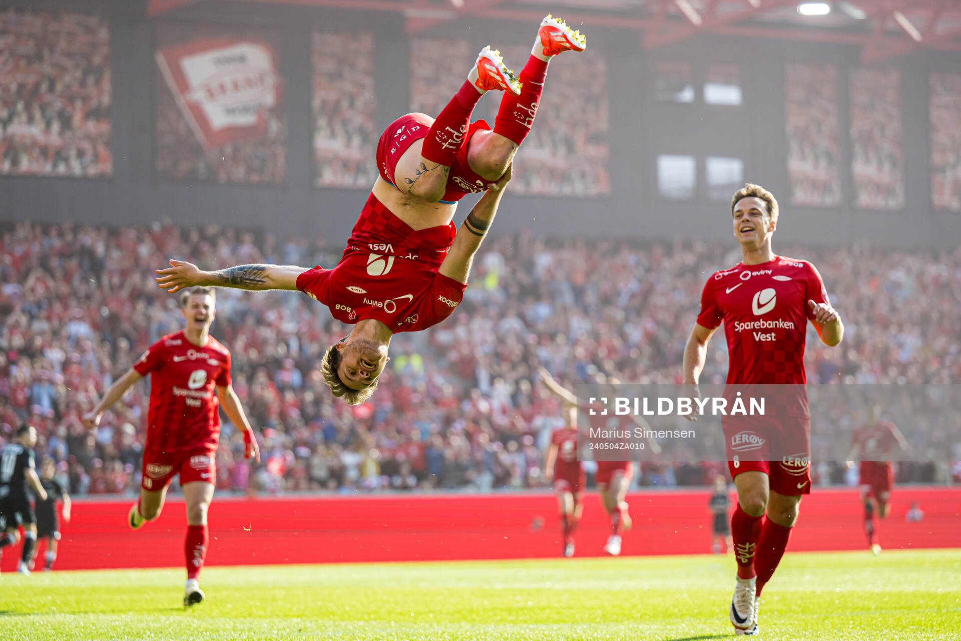 Ole Didrik Blomberg of Brann celebrates