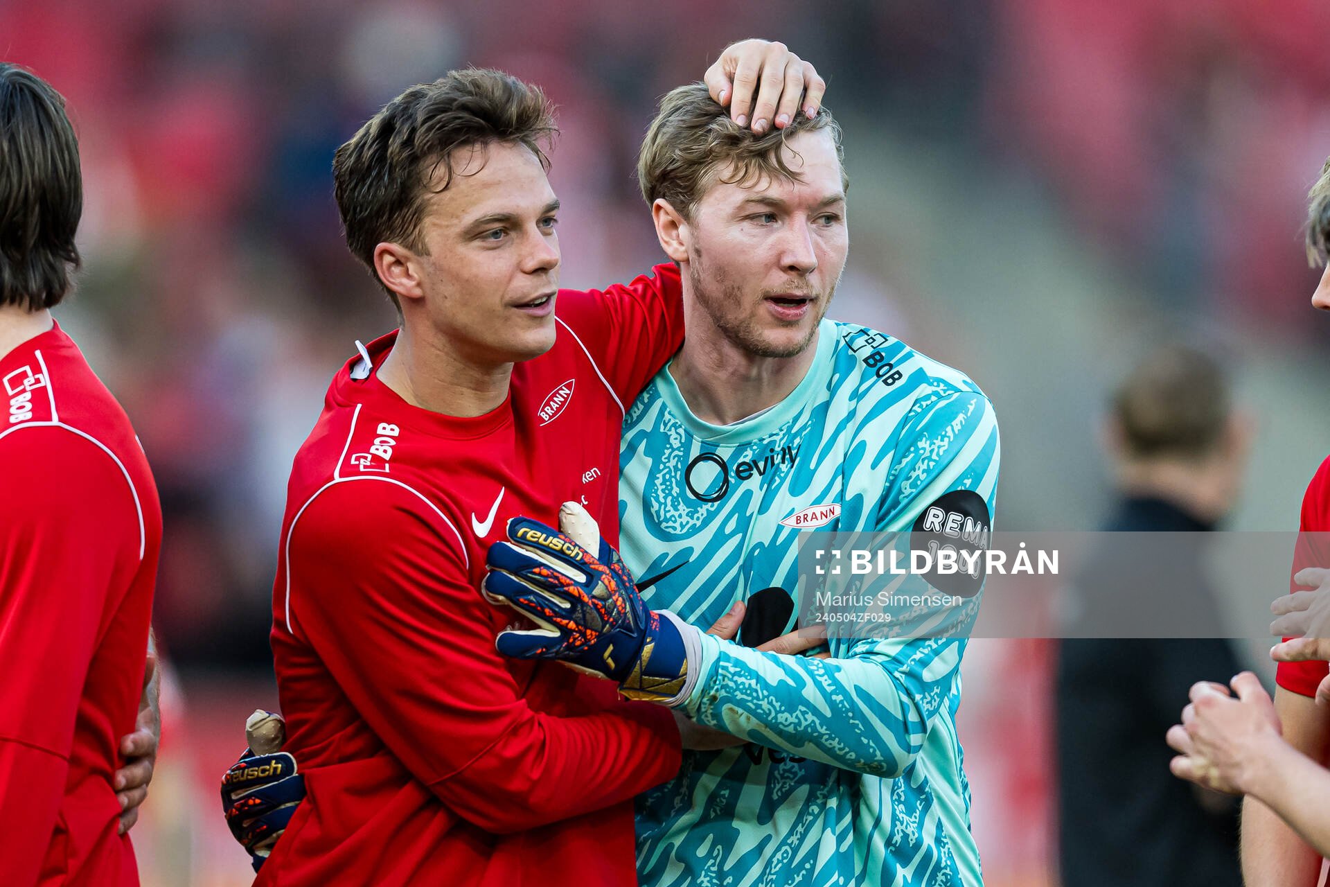 Felix Horn Myhre and Mathias Dyngeland of Brann