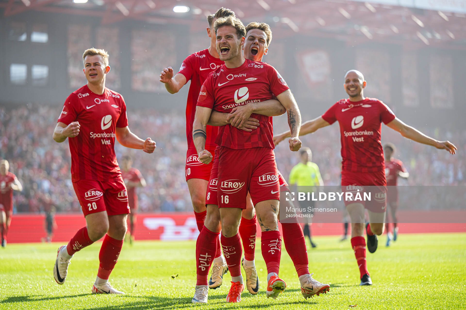 Ole Didrik Blomberg of Brann celebrates