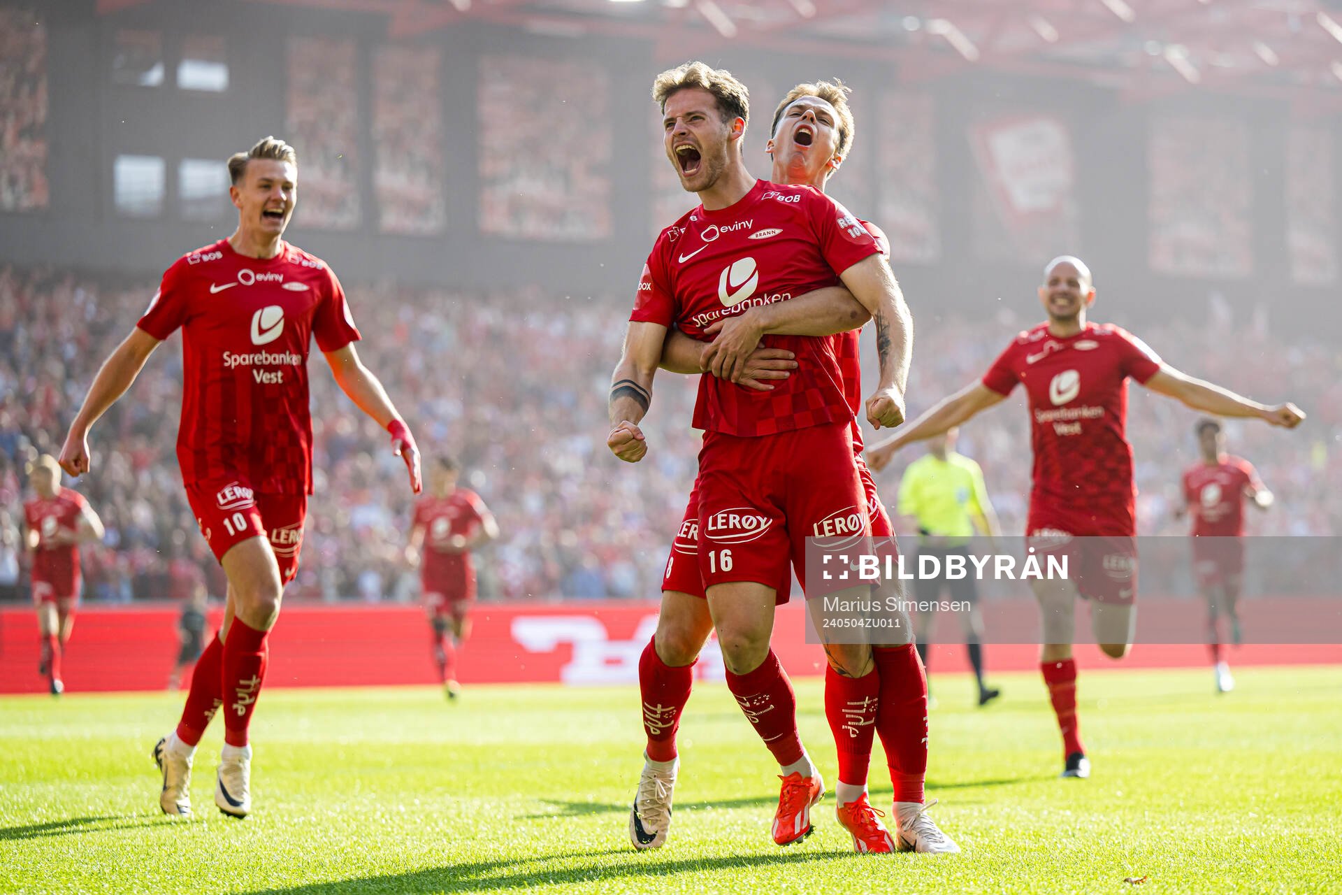 Ole Didrik Blomberg of Brann celebrates