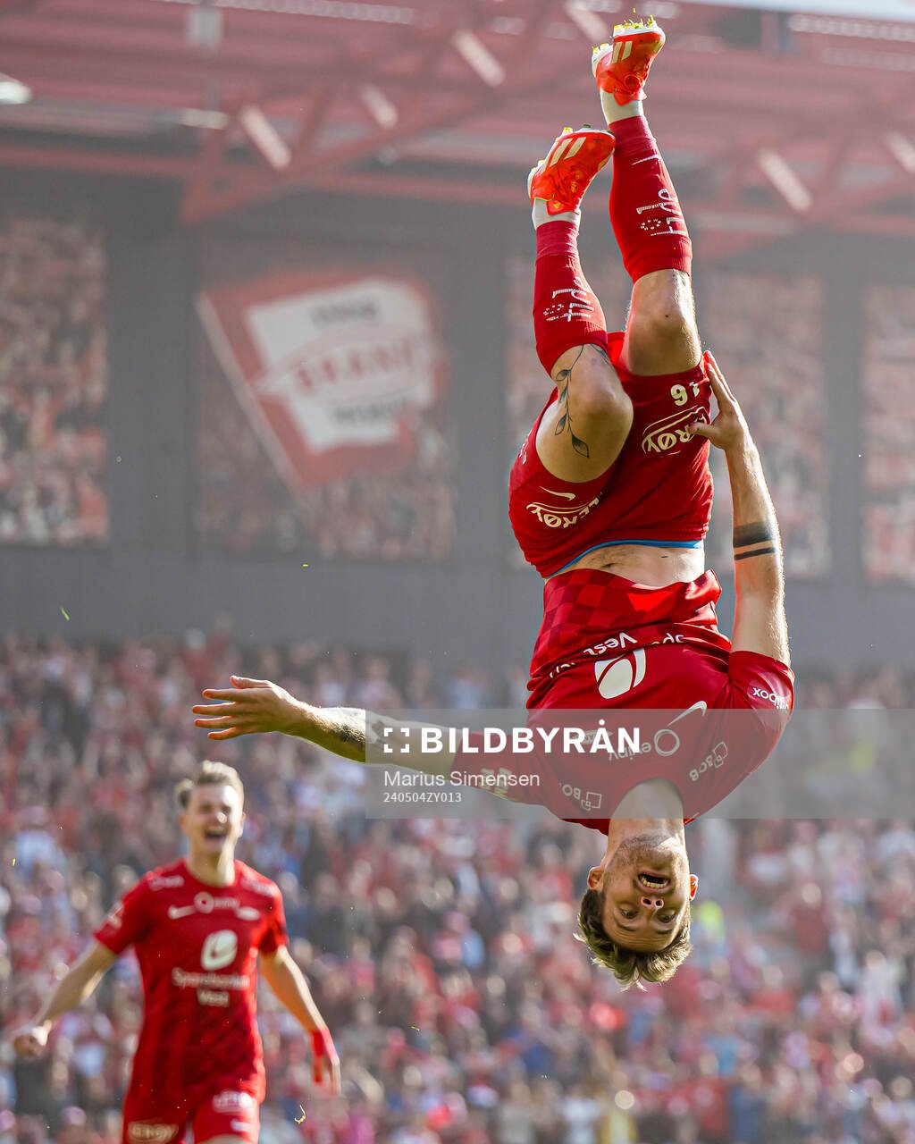 Ole Didrik Blomberg of Brann celebrates