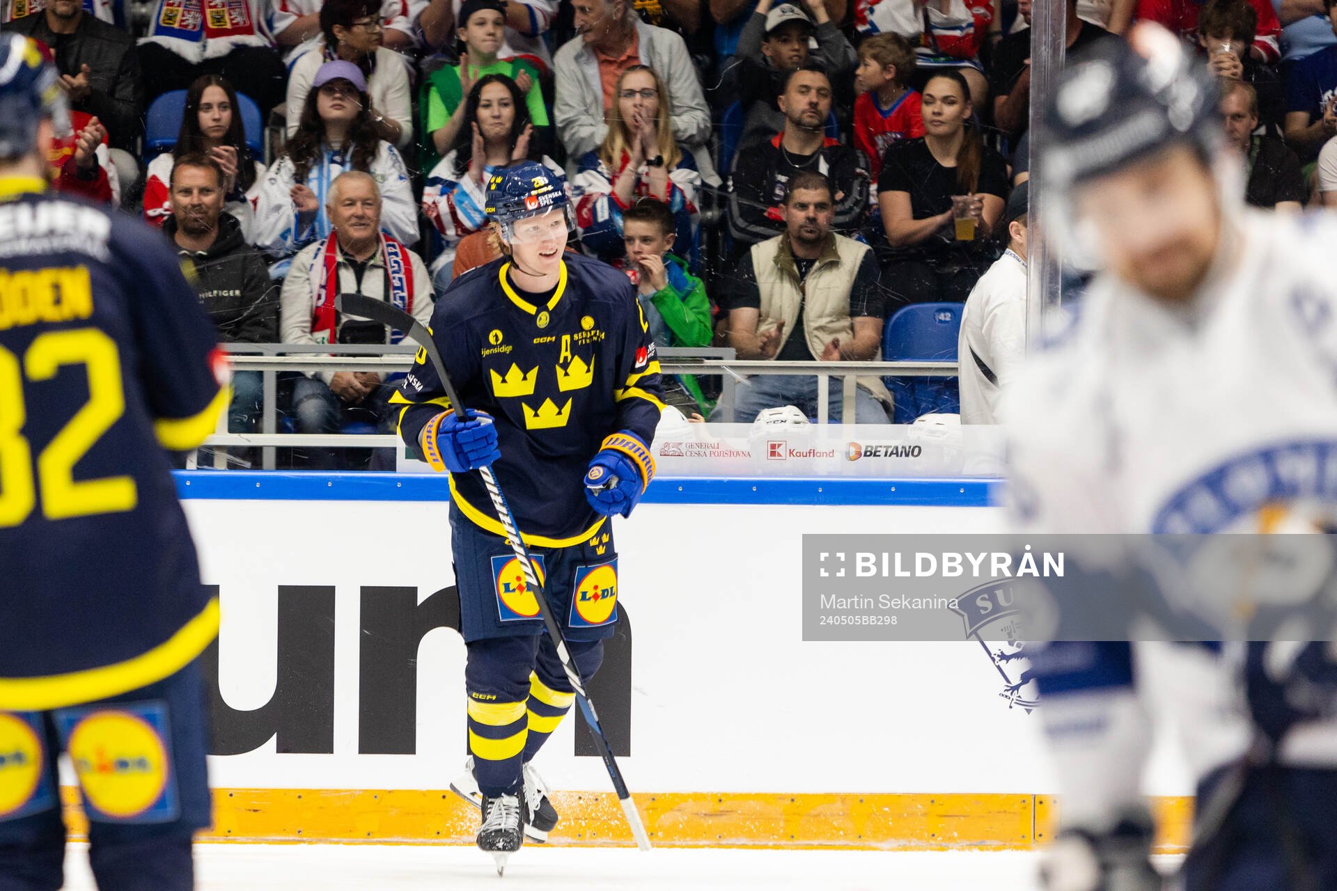 Rasmus Dahlin of Sweden celebrates the 1-1 goal
