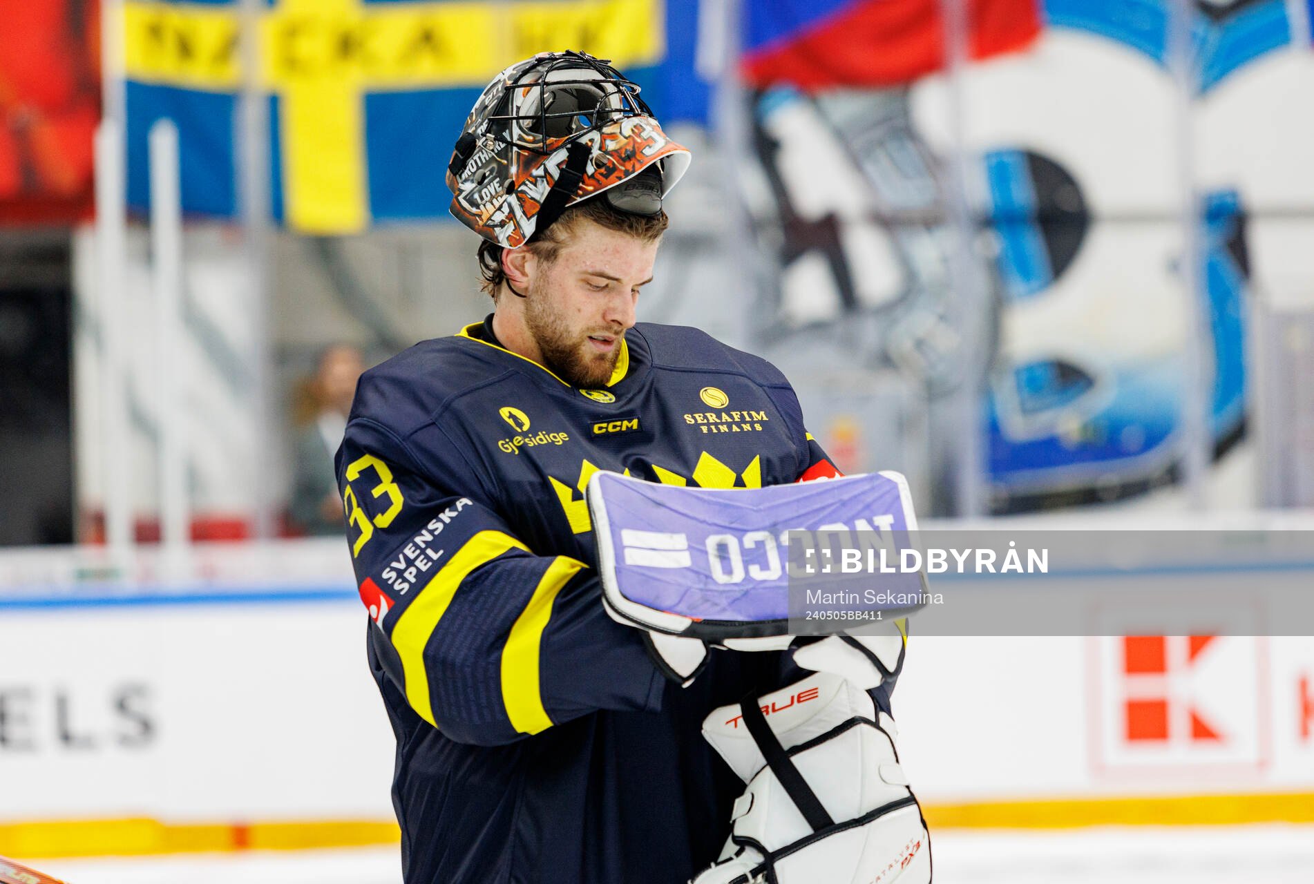 Goaltender Samuel Ersson looks dejected