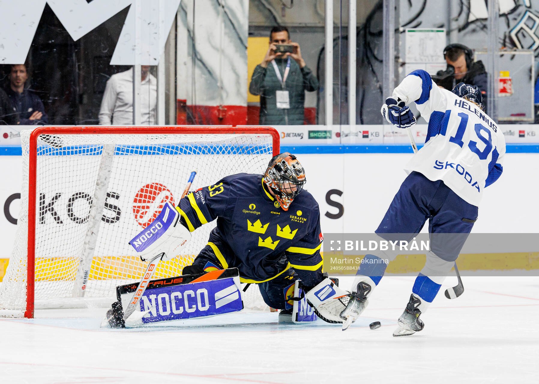 Goaltender Ersson Samuel of Sweden and Helenius Konsta of