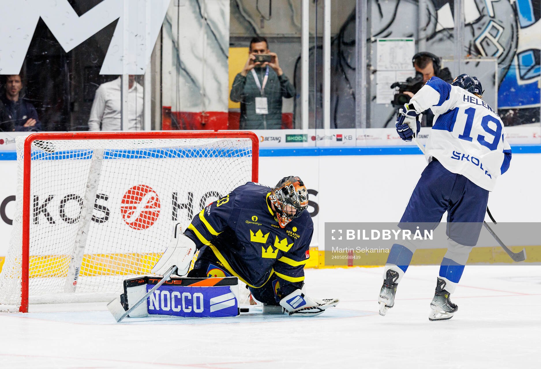 Goaltender Ersson Samuel of Sweden and Helenius Konsta of