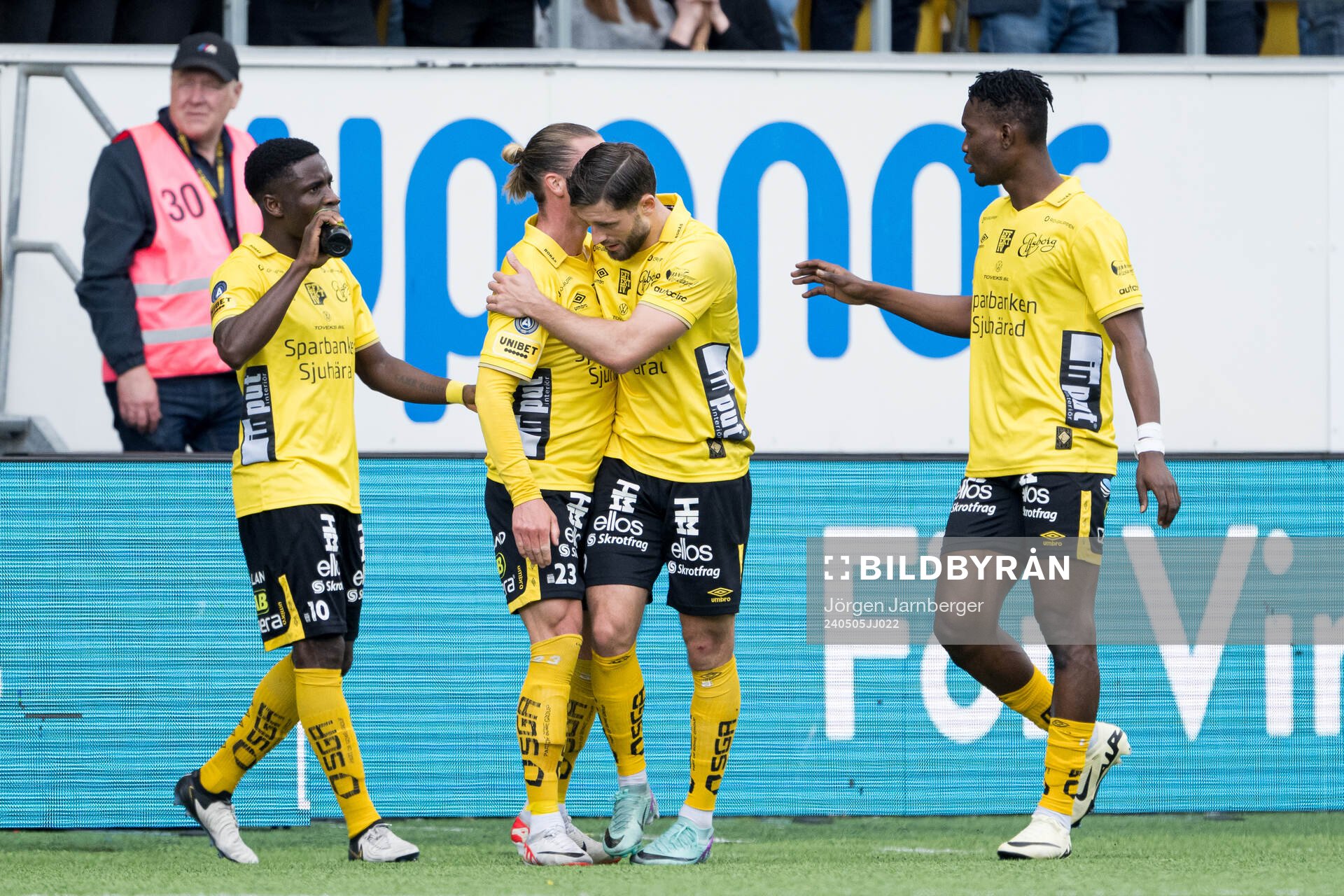 Elfsborgs Arber Zeneli, Michael Baidoo, Niklas Hult och