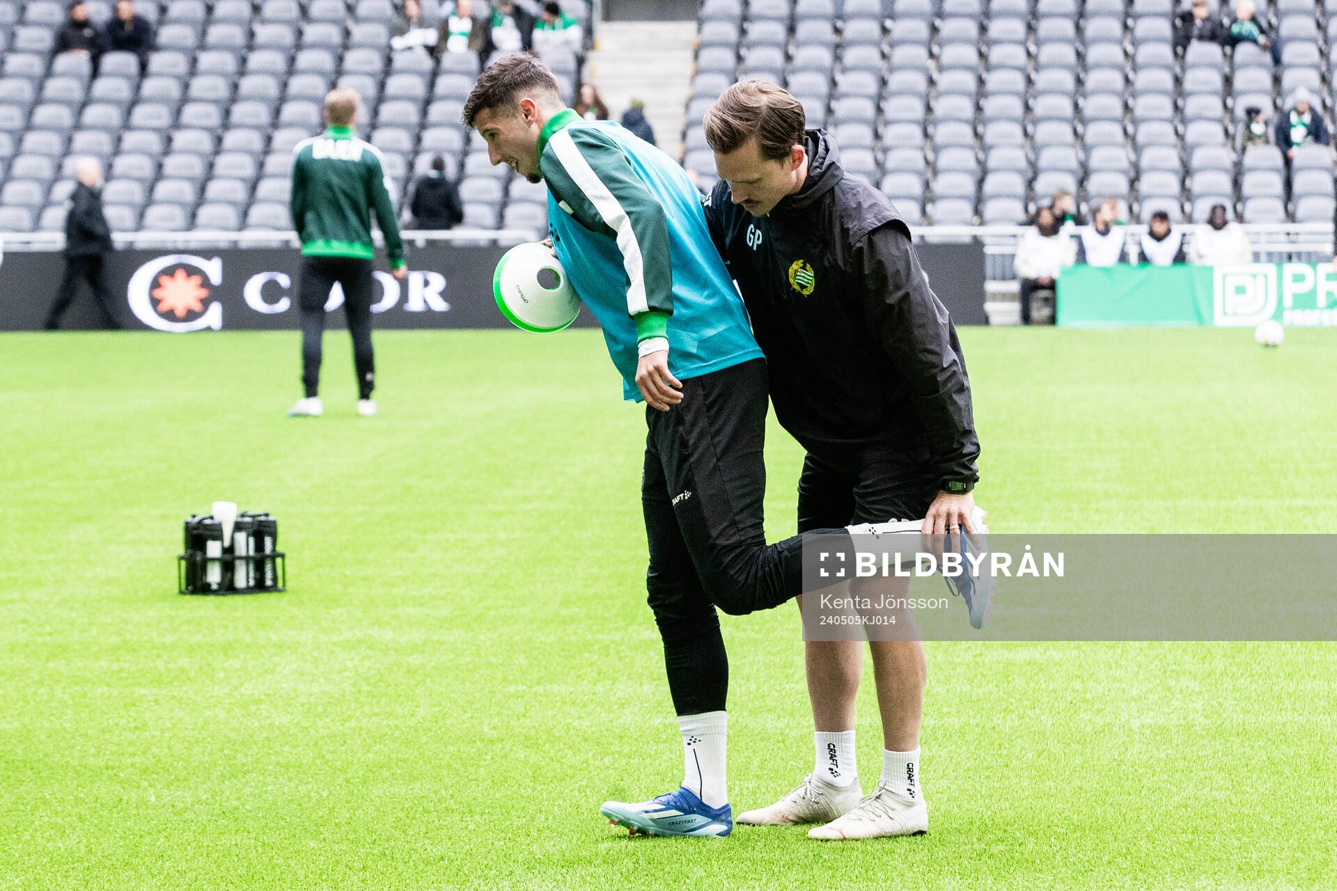 Hammarbys Viktor Djukanović och fystränare Gustav