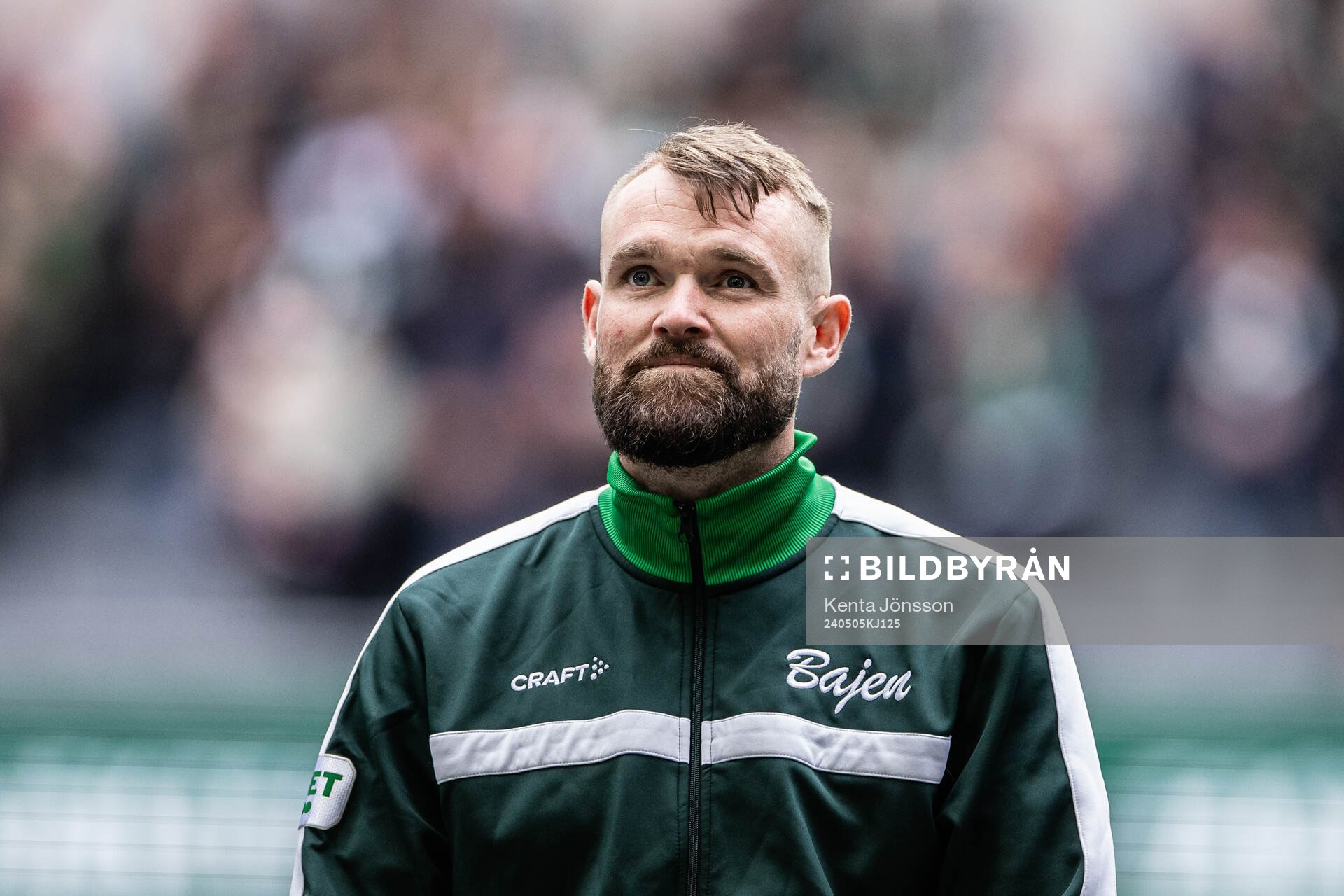 Hammarbys Mads Fenger Nielsen under lineup inför fotbollsmatchen i Allsvenskan mellan Hammarby och Värnamo den 5 maj 2024 i Stockholm. 