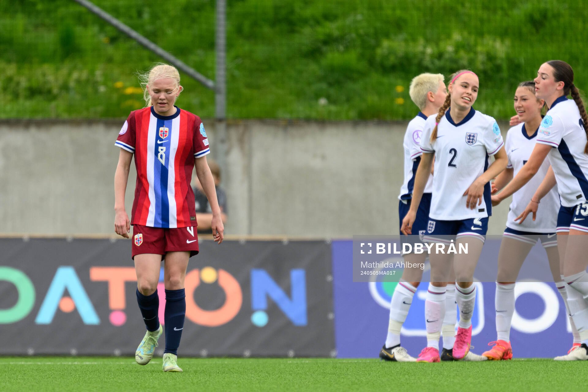Linnea Holmesveen Moen of Norway looks dejected