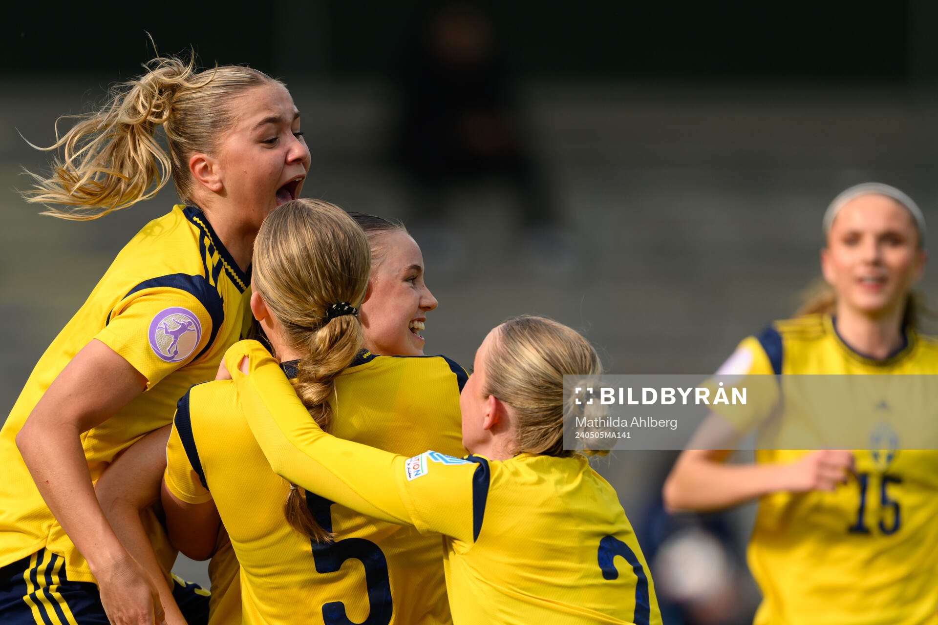 Players of Sweden celebrate the 2-2 goal by Fabienne