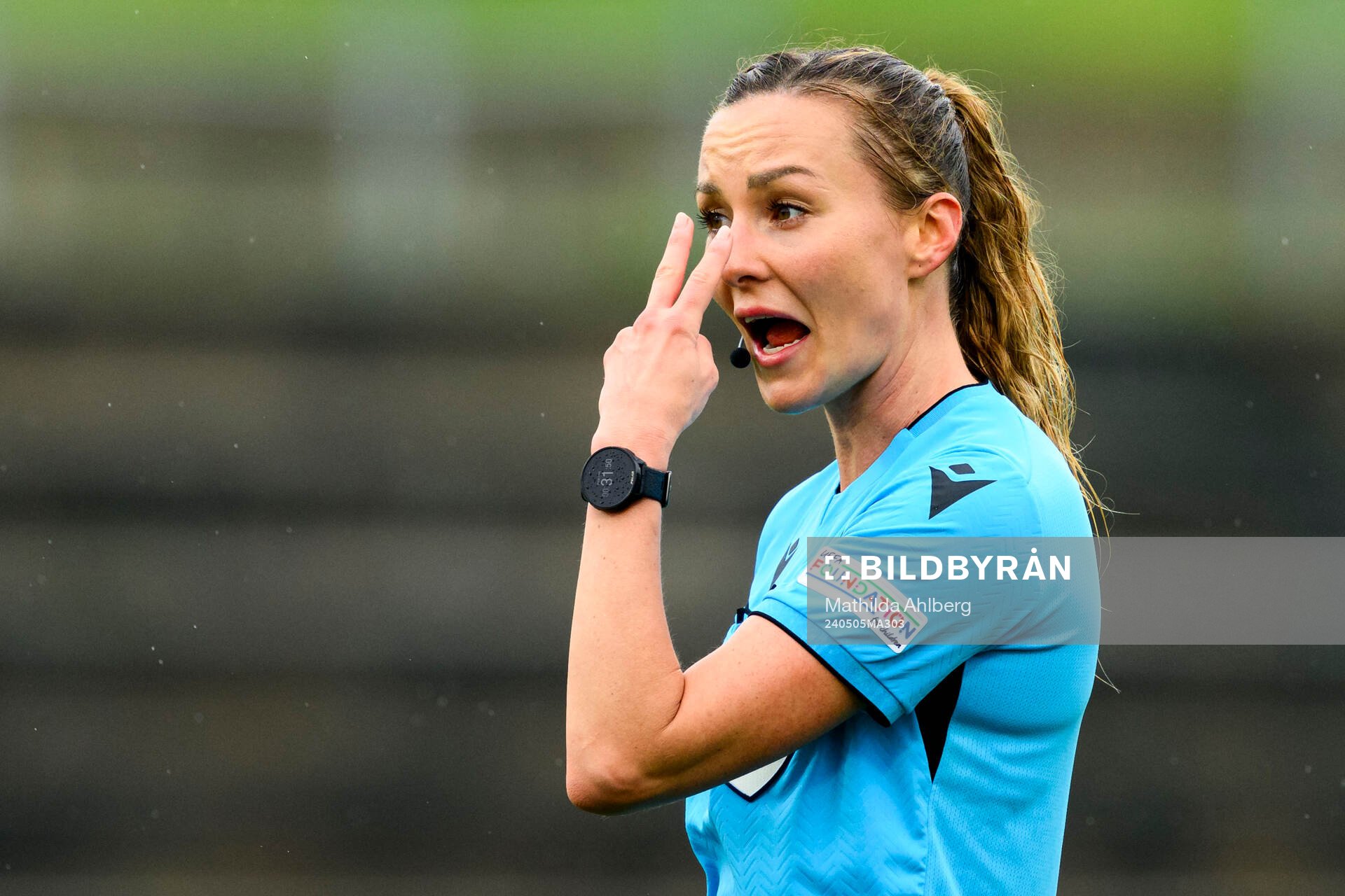 Referee Fabienne Michel during the UEFA Under-17 match between England and Norway on May 5, 2024 in Lund. 
