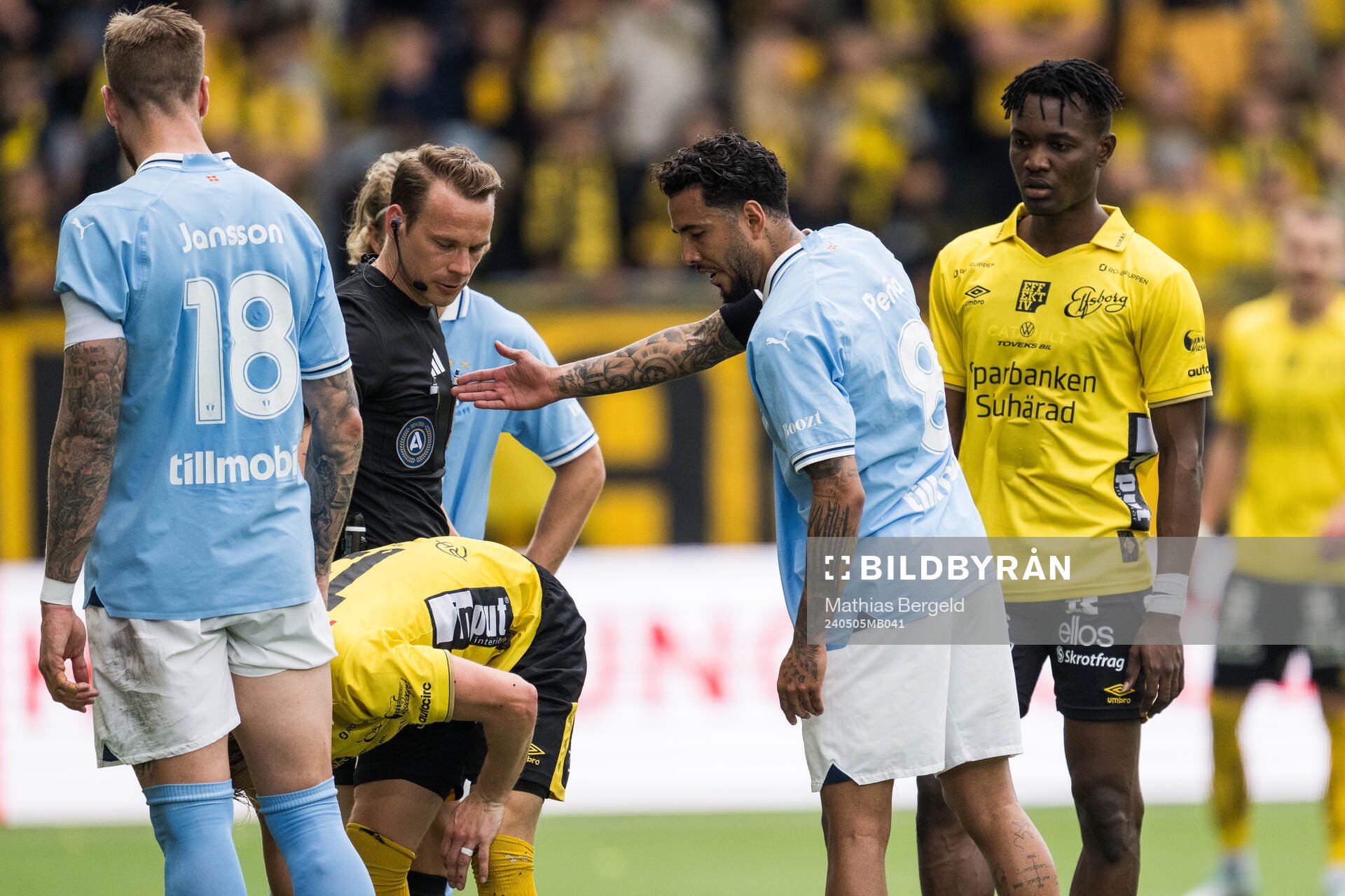 Malmö FFs Sergio Pena, Elfsborgs Simon Hedlund , Jalal