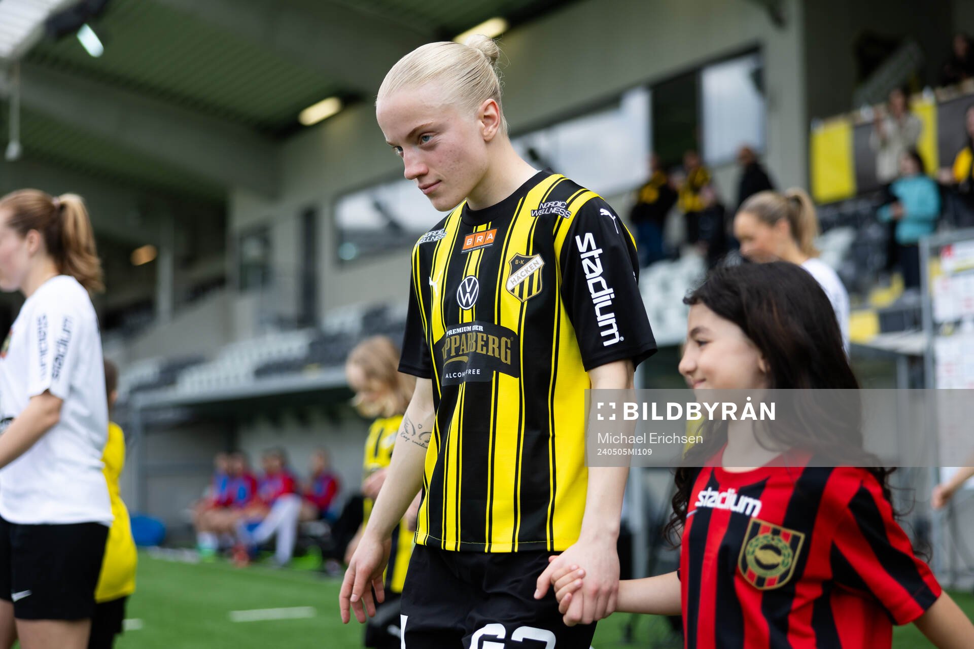 Häckens Anna Sandberg innan fotbollsmatchen i