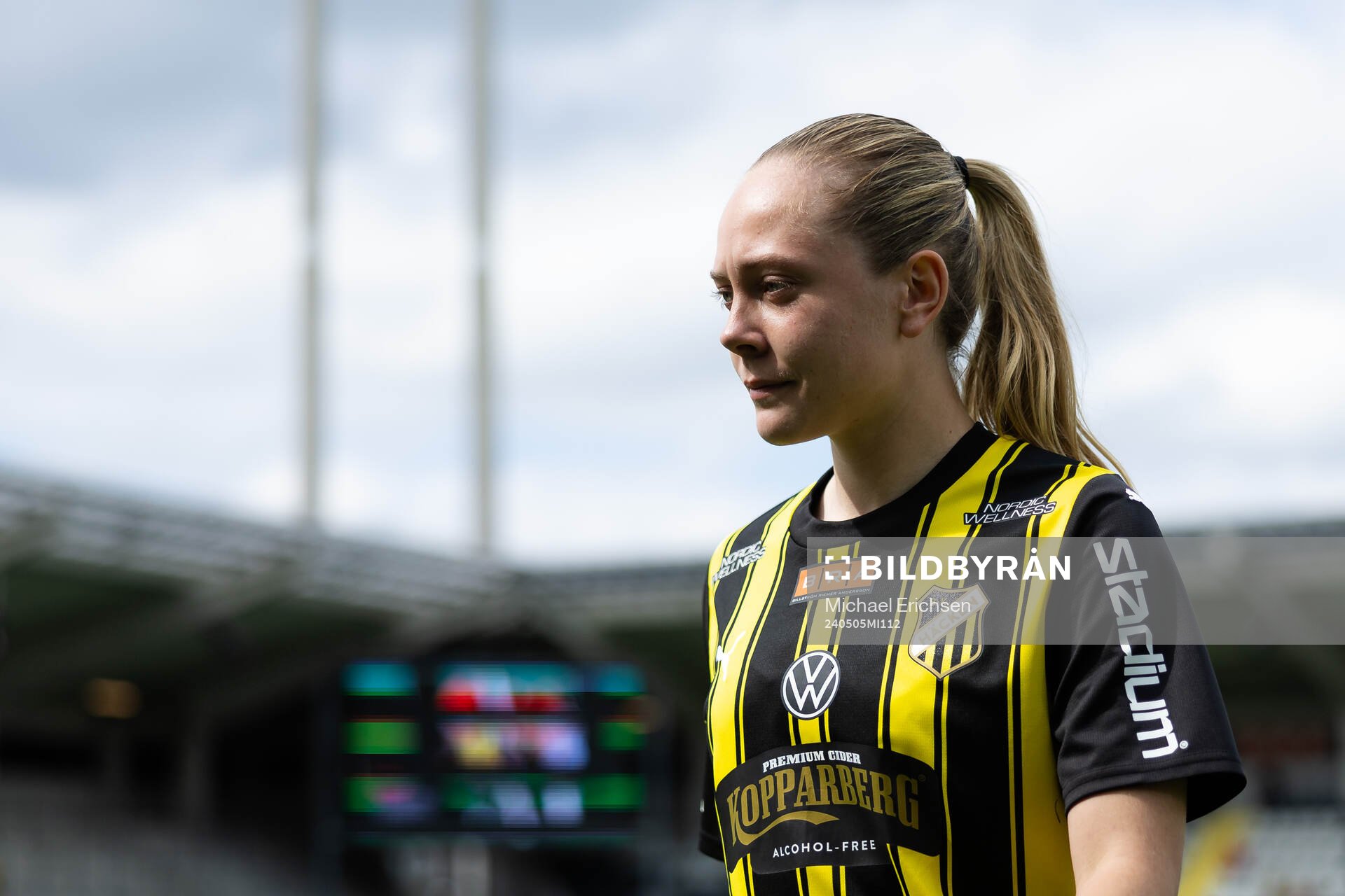 Häckens Alice Bergström innan fotbollsmatchen i