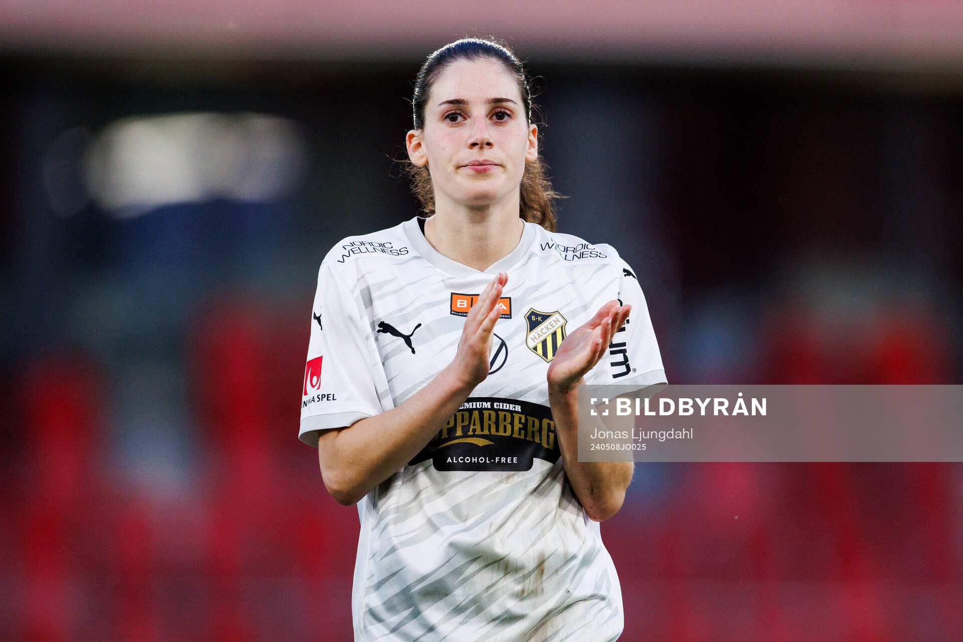 Häckens Clarissa Larisey efter fotbollsmatchen i Damallsvenskan mellan Växjö DFF och Häcken den 8 maj 2024 i Växjö. 