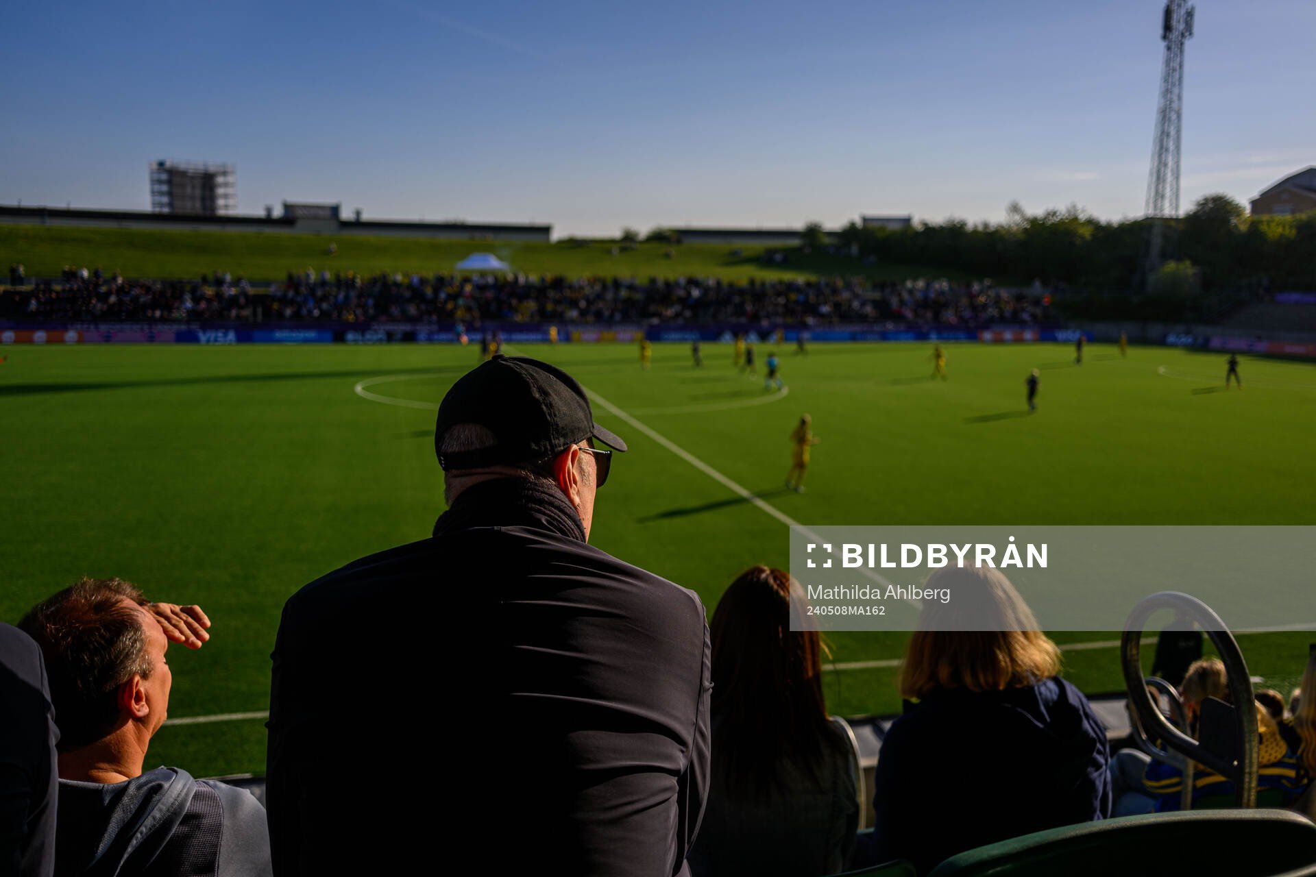 Fredrik Reinfeldt, Ordförande svenska fotbollsförbundet på läktaren inför F17 EM matchen mellan Sverige och England den 8 maj 2024 i Lund.