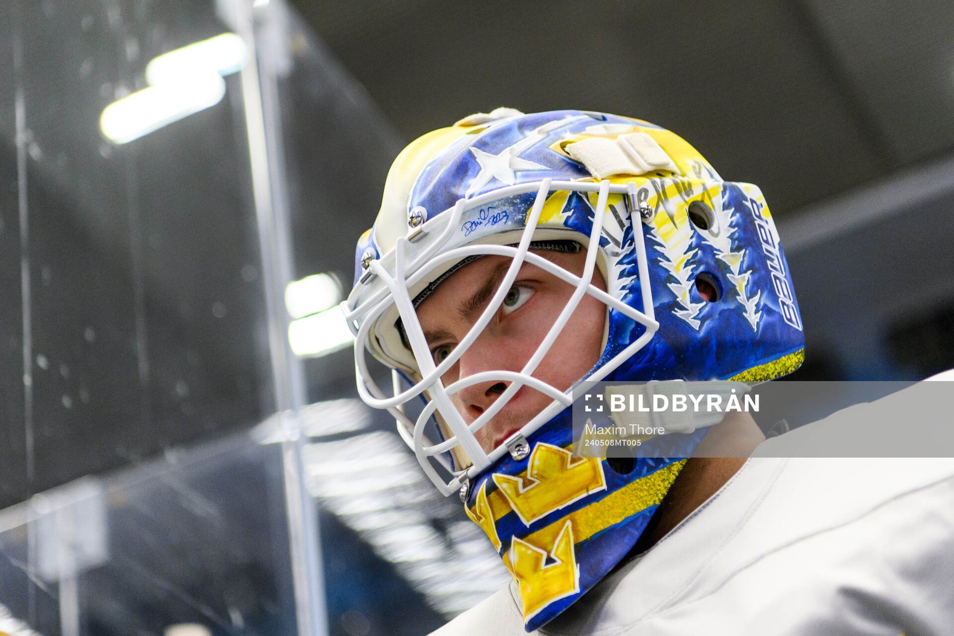 goalkeeper Jesper Wallstedt of Sweden at a practice session
