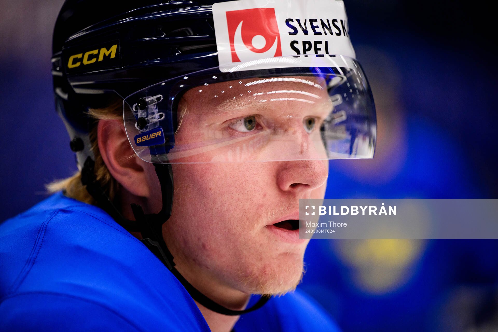 Rasmus Dahlin of Sweden at a practice session