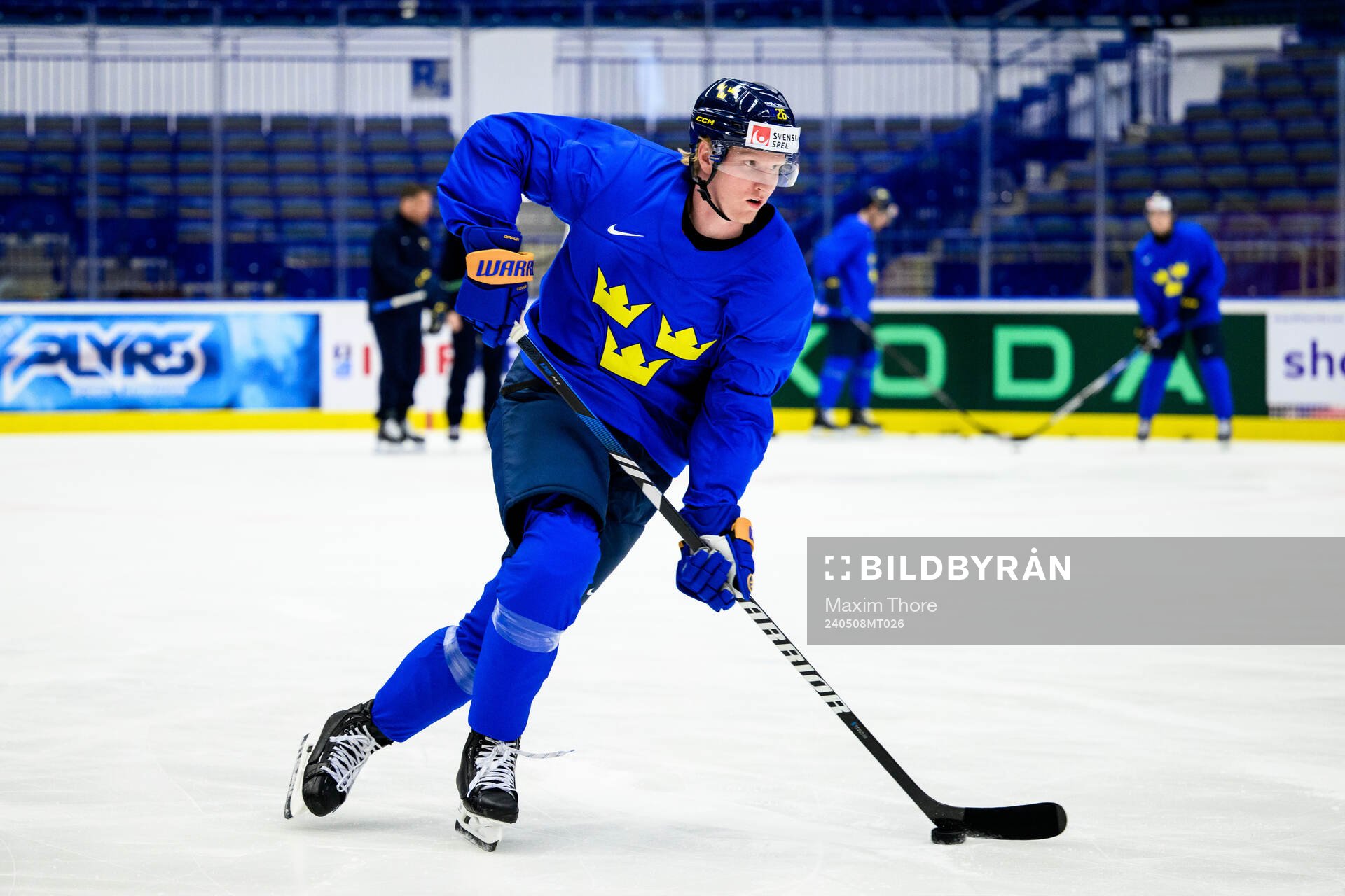 Rasmus Dahlin of Sweden at a practice session