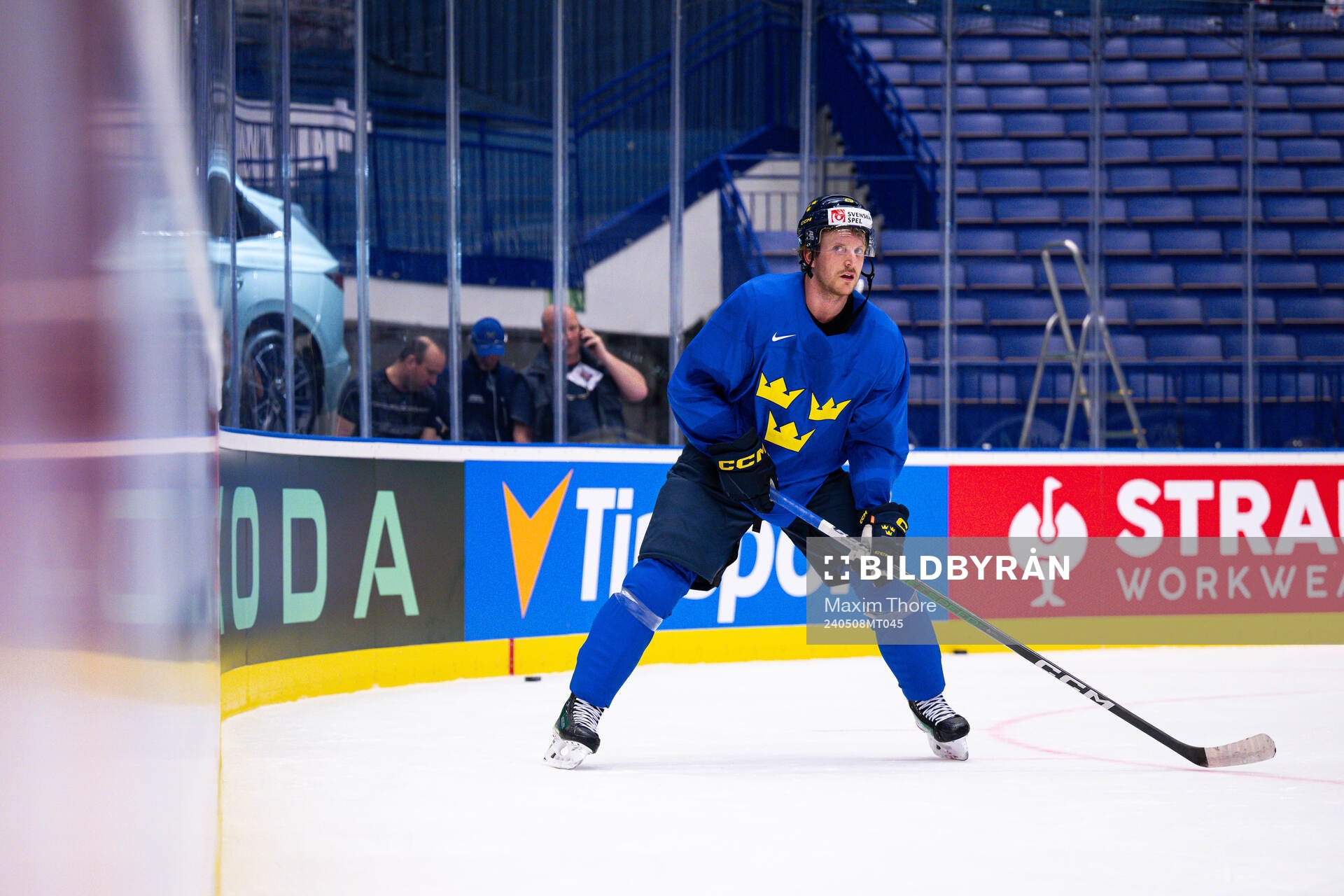 Jonas Brodin of Sweden at a practice session