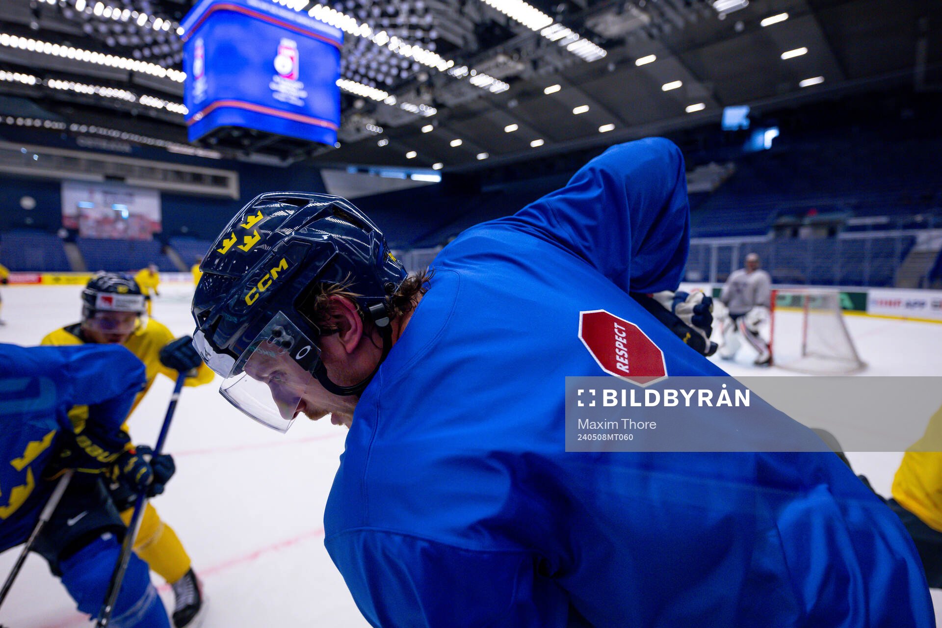 Jonas Brodin of Sweden at a practice session