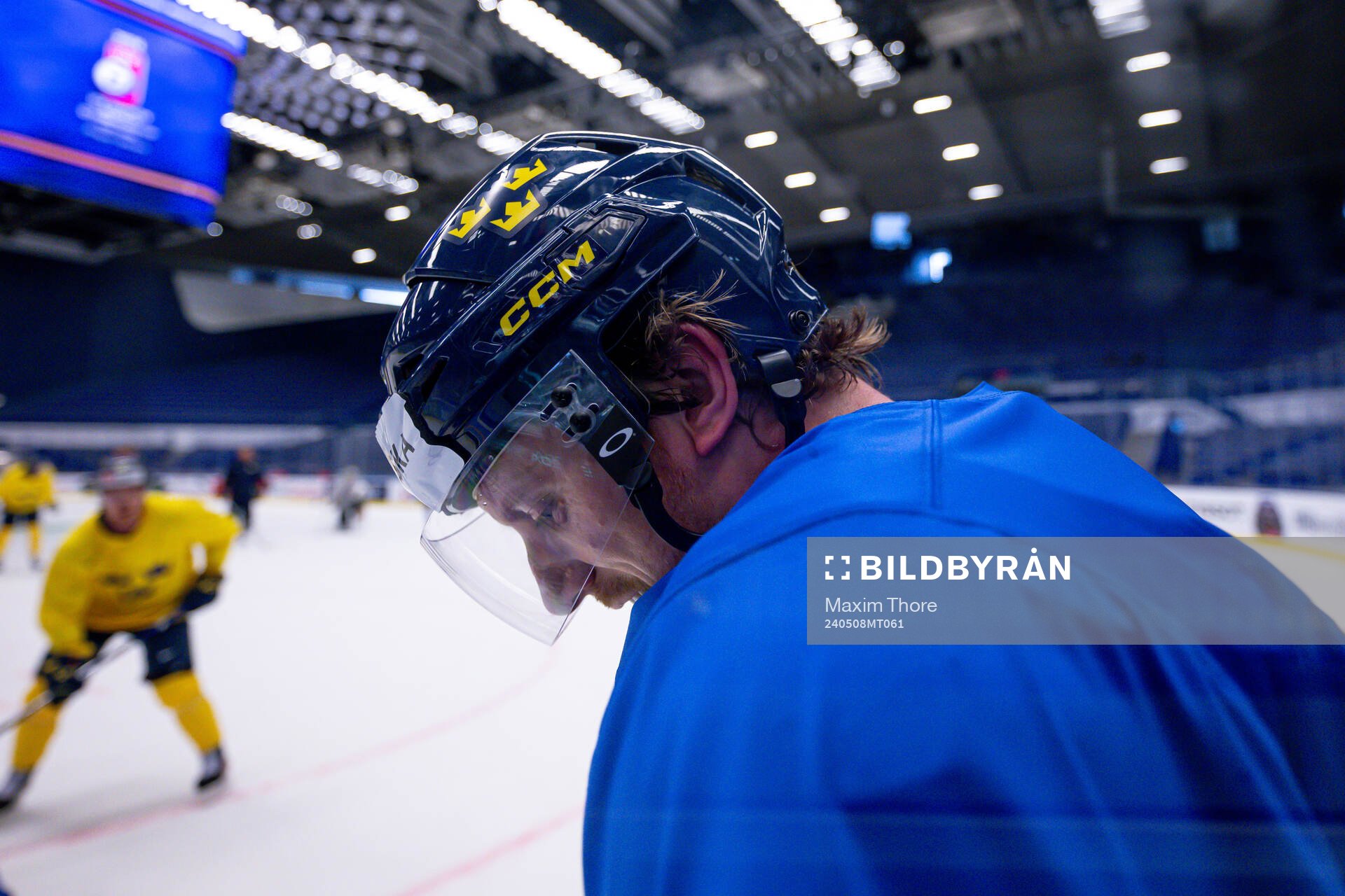 Jonas Brodin of Sweden at a practice session