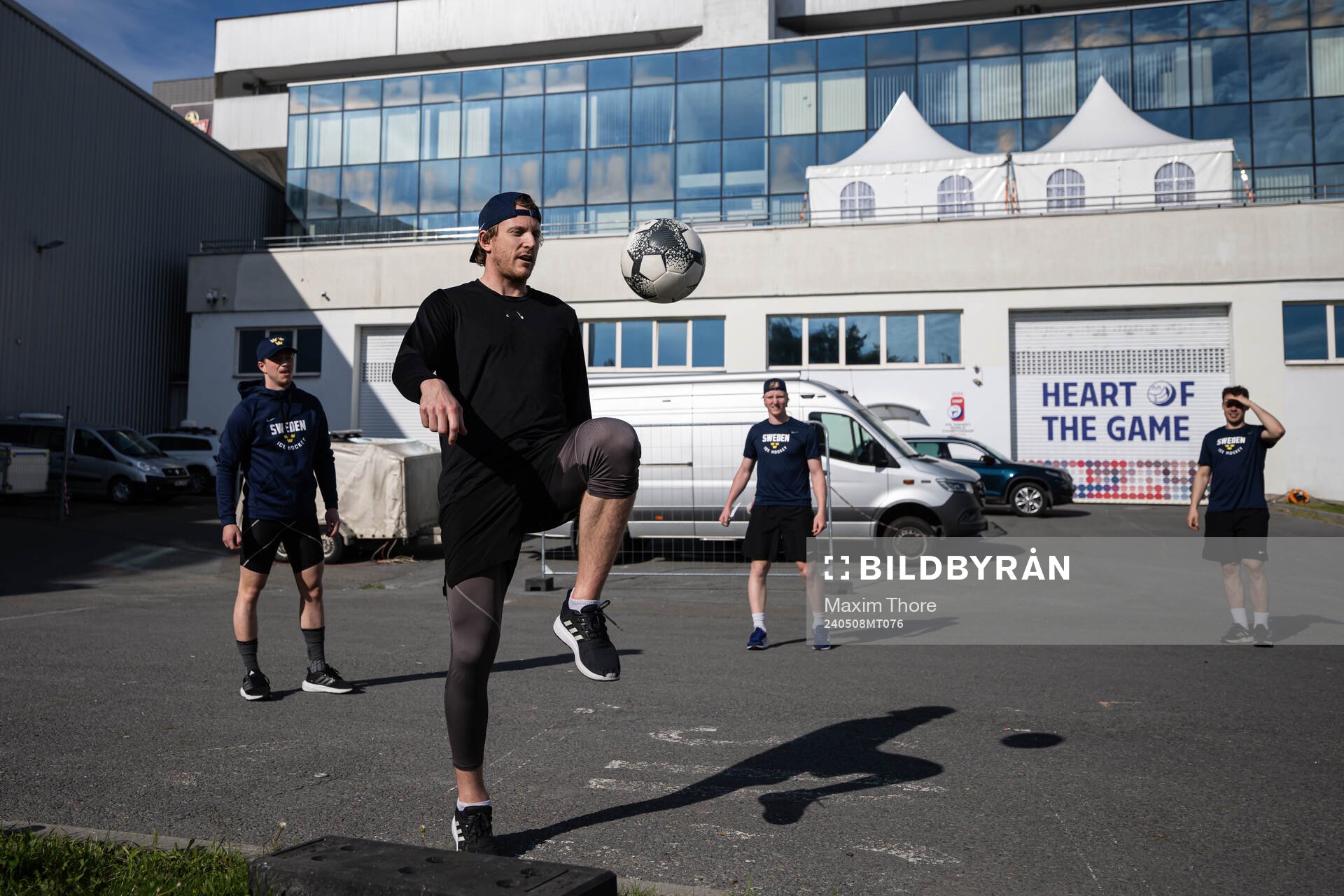 Jonas Brodin of Sweden warm up