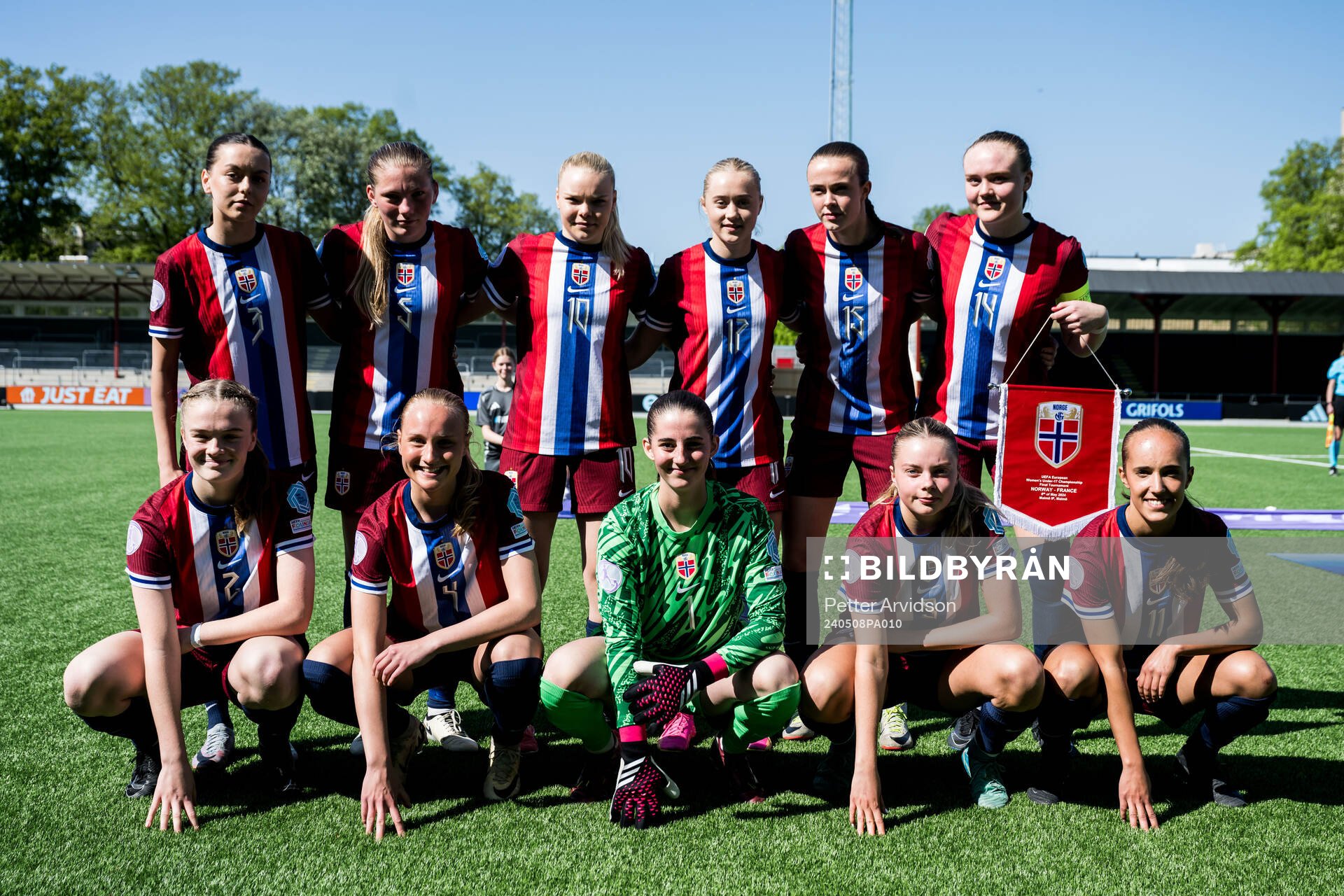 The starting eleven of Norway ahead of the UEFA European Women’s Under-17 Championship match between Norway and France on May 8, 2024 in Malmö.