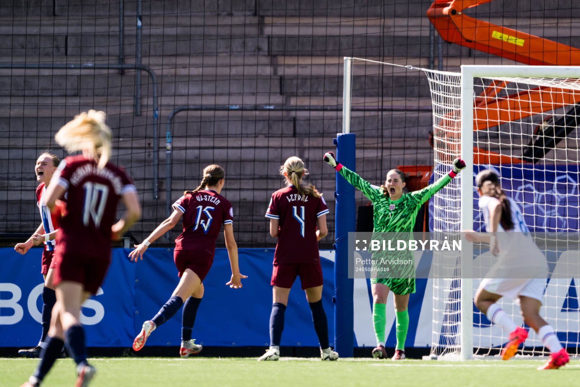 Goalkeeper Hanna Krog of Norway celebrates