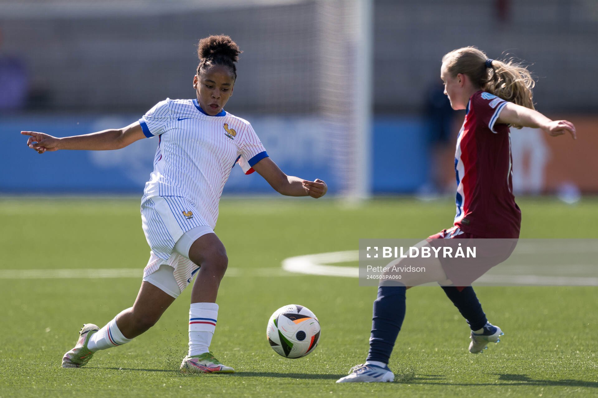 Ambre Ouazar of France during the UEFA European Women’s Under-17 Championship match between Norway and France on May 8, 2024 in Malmö. 
