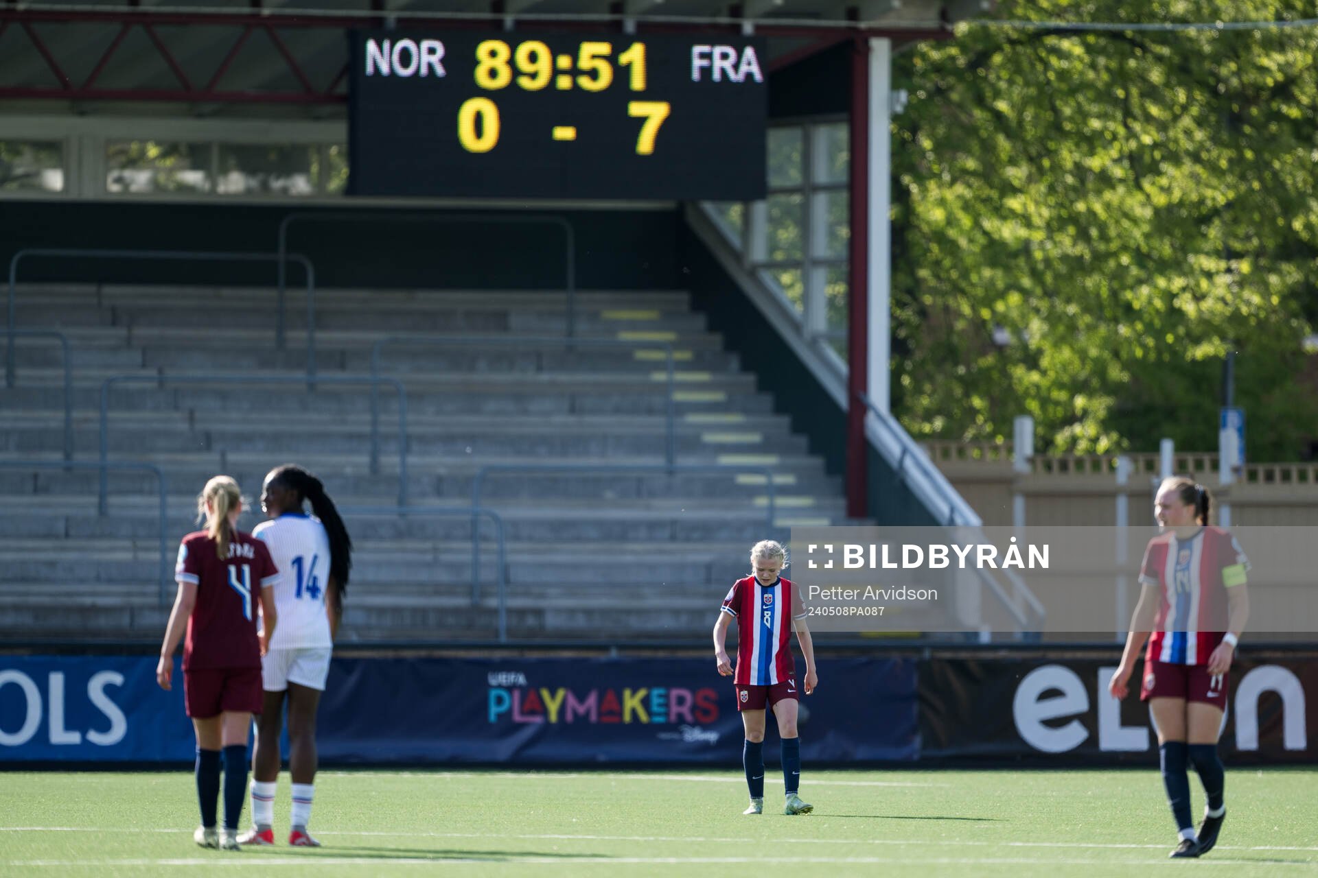 Linnea Holmesveen Moen of Norway looks dejected