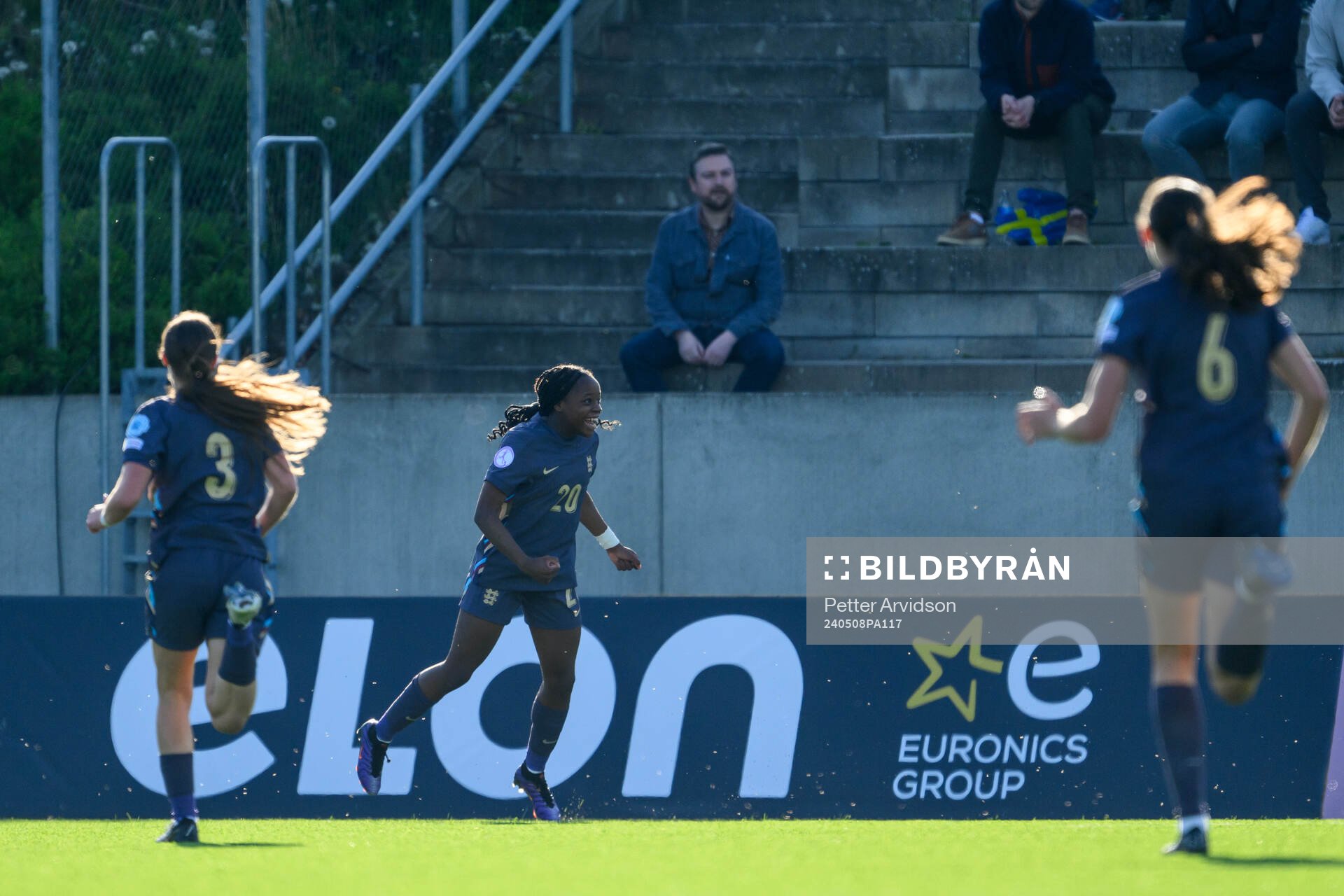 Jane Oboavwoduo of England celebrates after scoring 0-1 during the UEFA European Women’s Under-17 Championship match between Sweden and England on May 8, 2024 in Lund. 