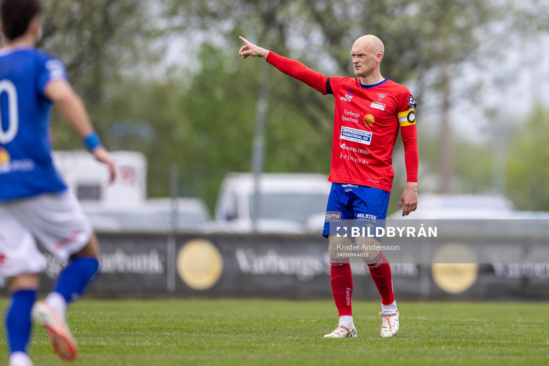 Tvååkers Viktor Nilsson under fotbollsmatchen i Ettan södra mellan Tvååker och Norrby den 9 maj 2024 i Tvååker. 