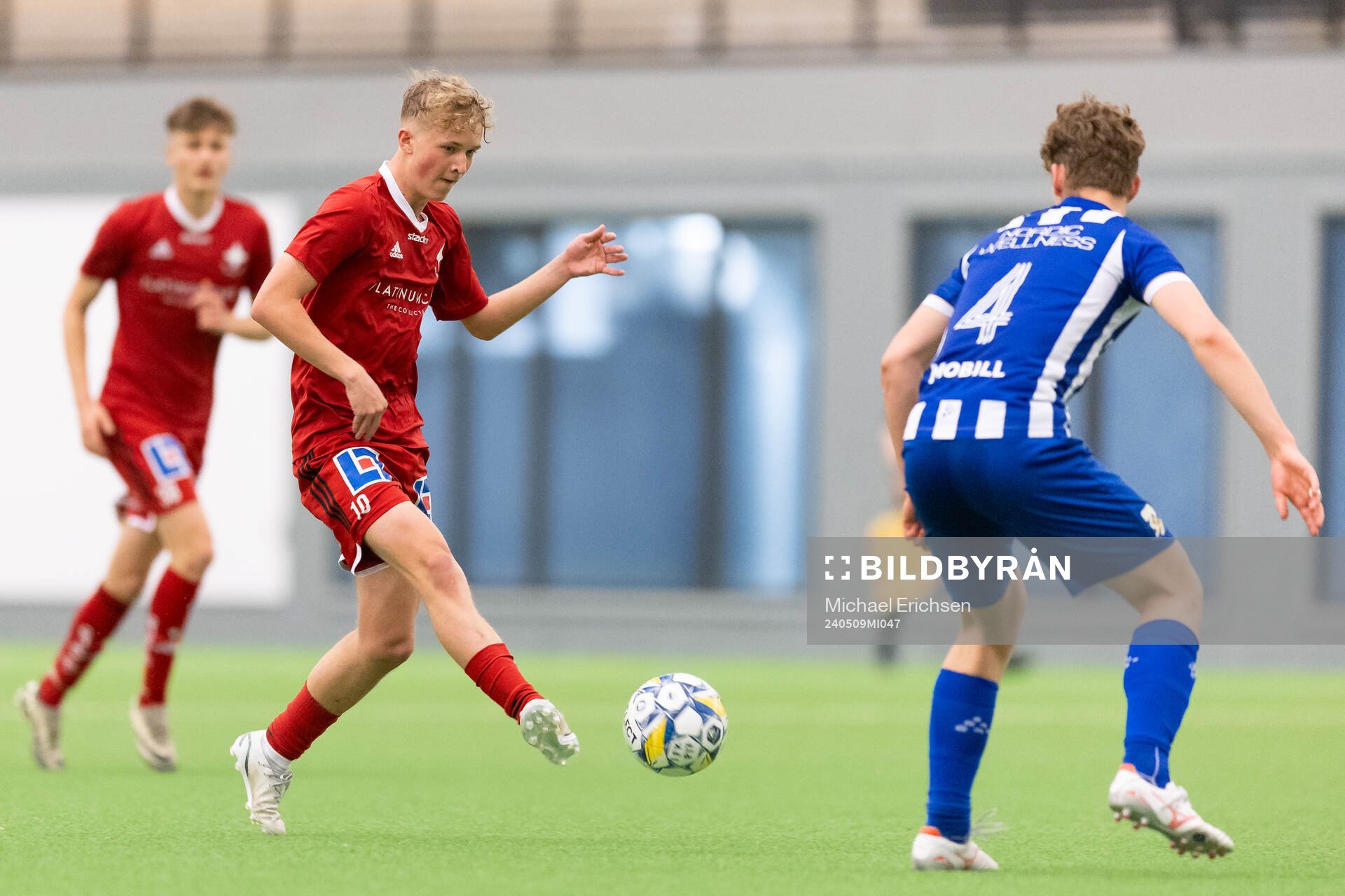 IFK Norrköpings Noel Tegelström under finalen i ligacupen för P17 mellan IFK Göteborg och IFL Norrköping den 9 maj 2024 i Prioritet Serneke Arena.